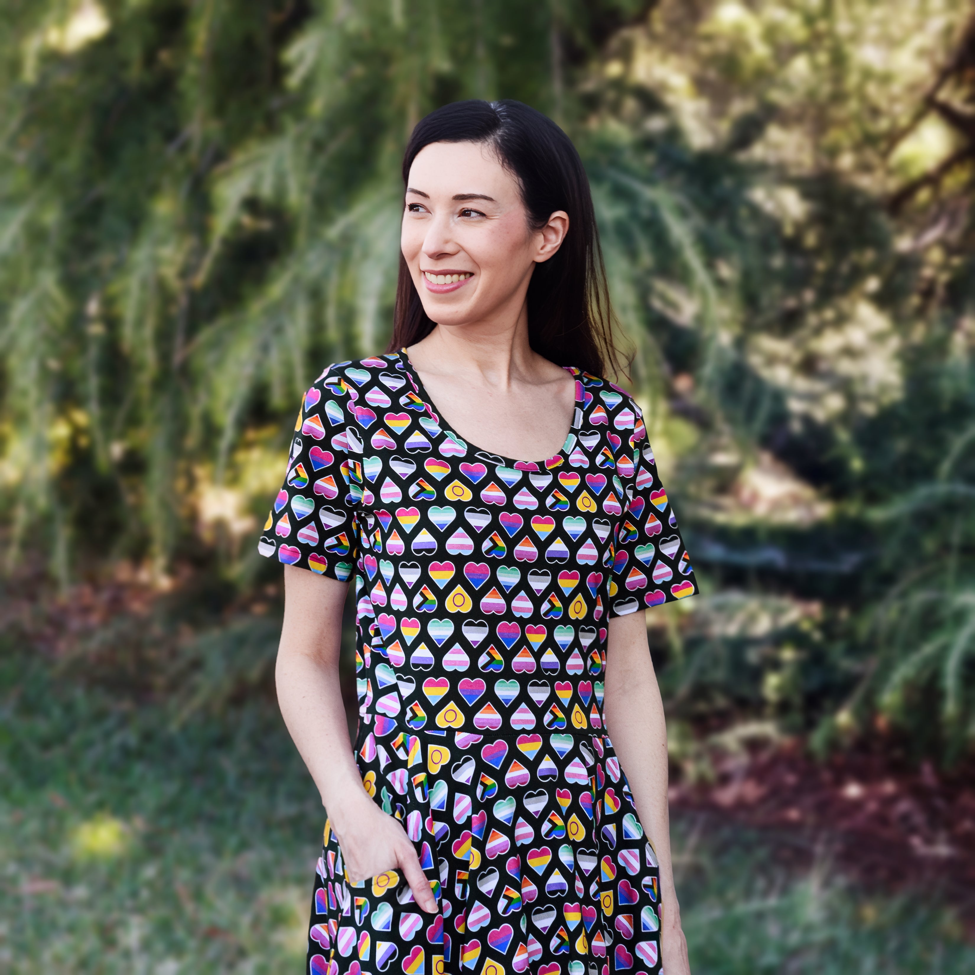Pride Hearts Twirl Dress with Pockets