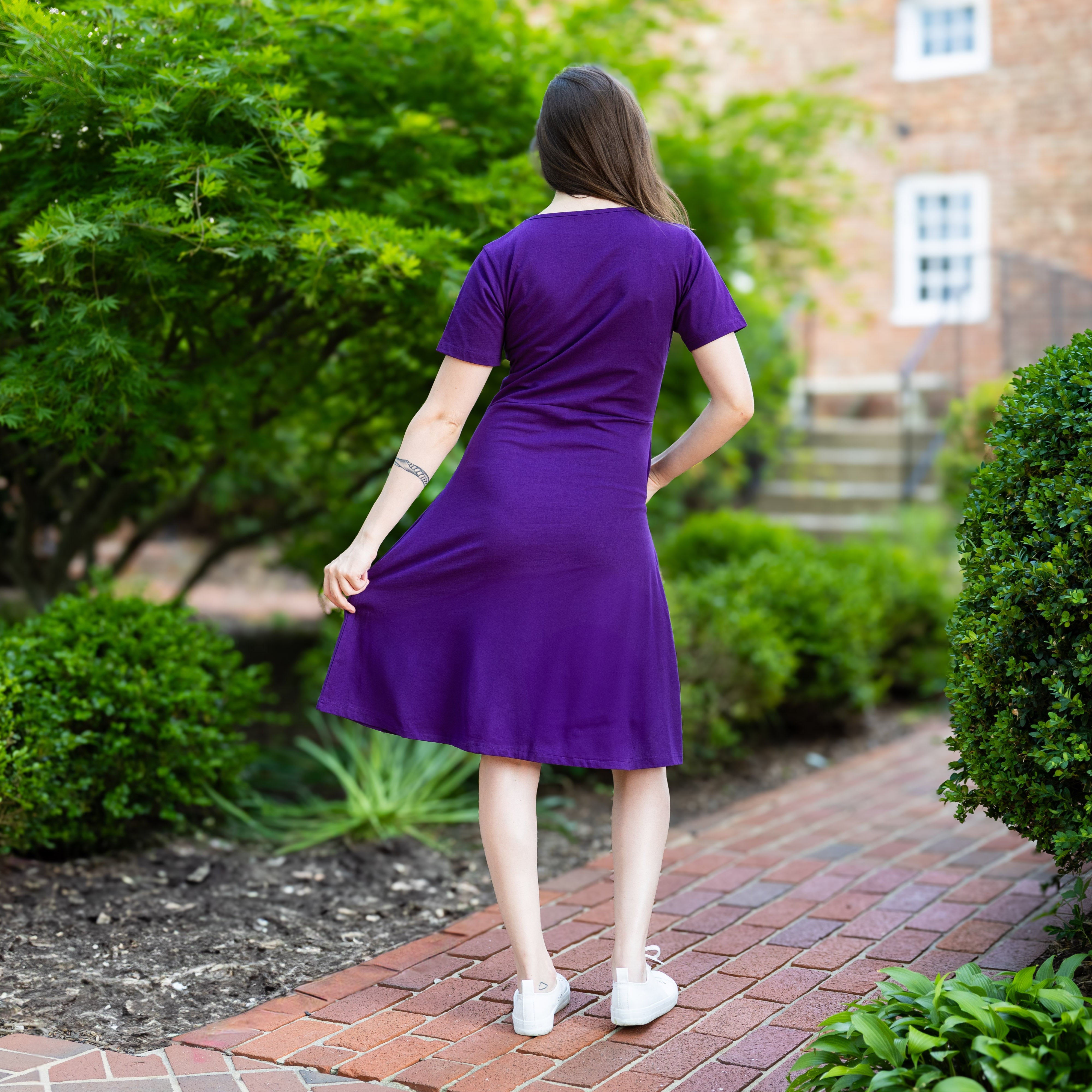 Purple A-Line Dress (With Waist Seam)