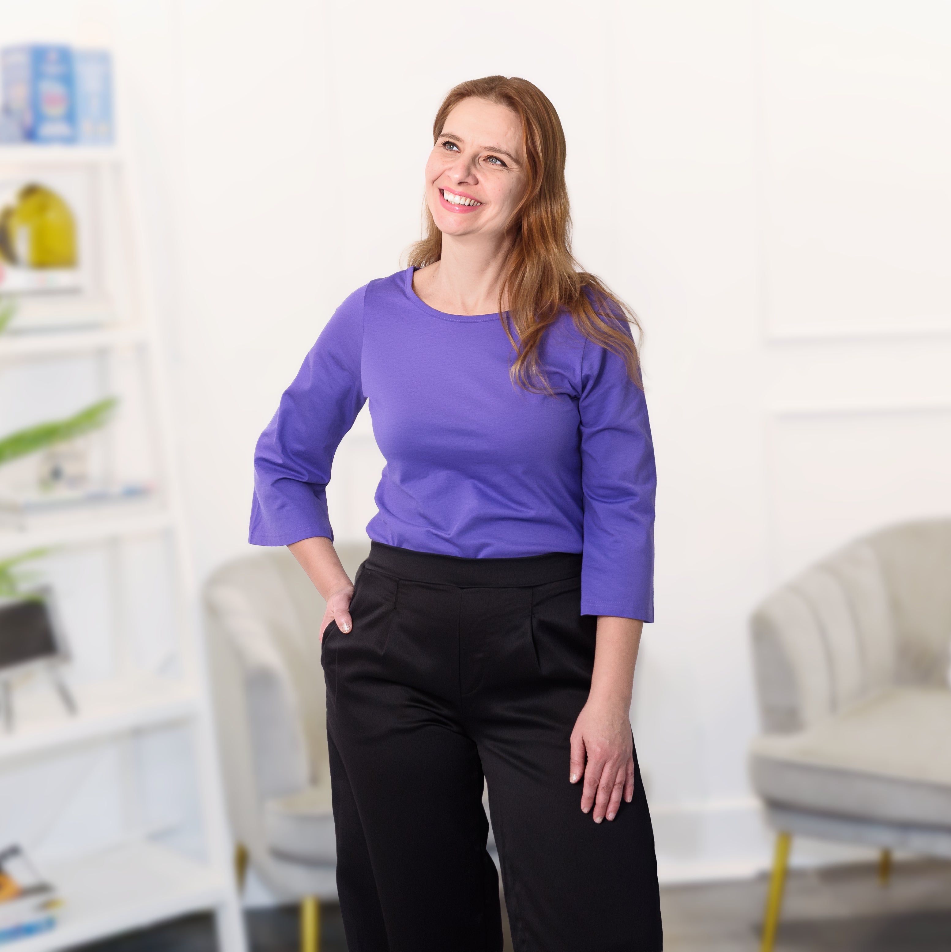 Purple Bell Sleeve Top