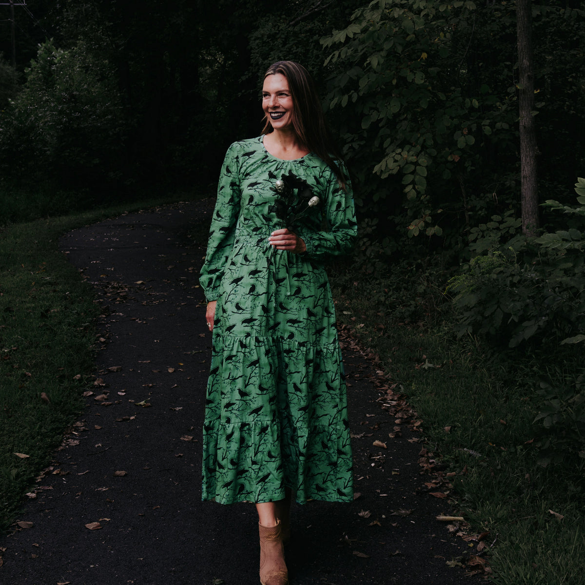 Quoth The Raven Midi Dress with Pockets