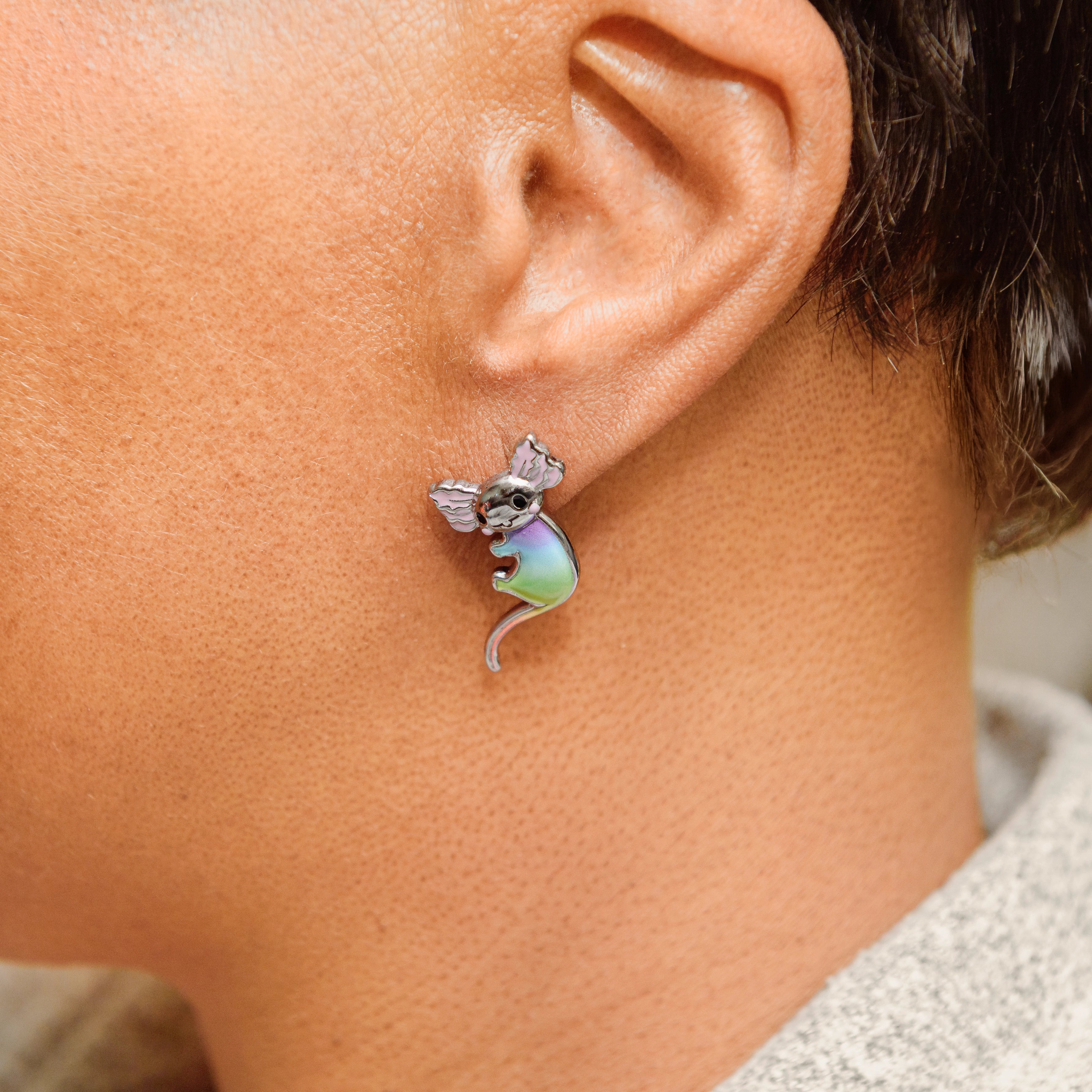 Rainbow Axolotl Stainless Steel Earrings