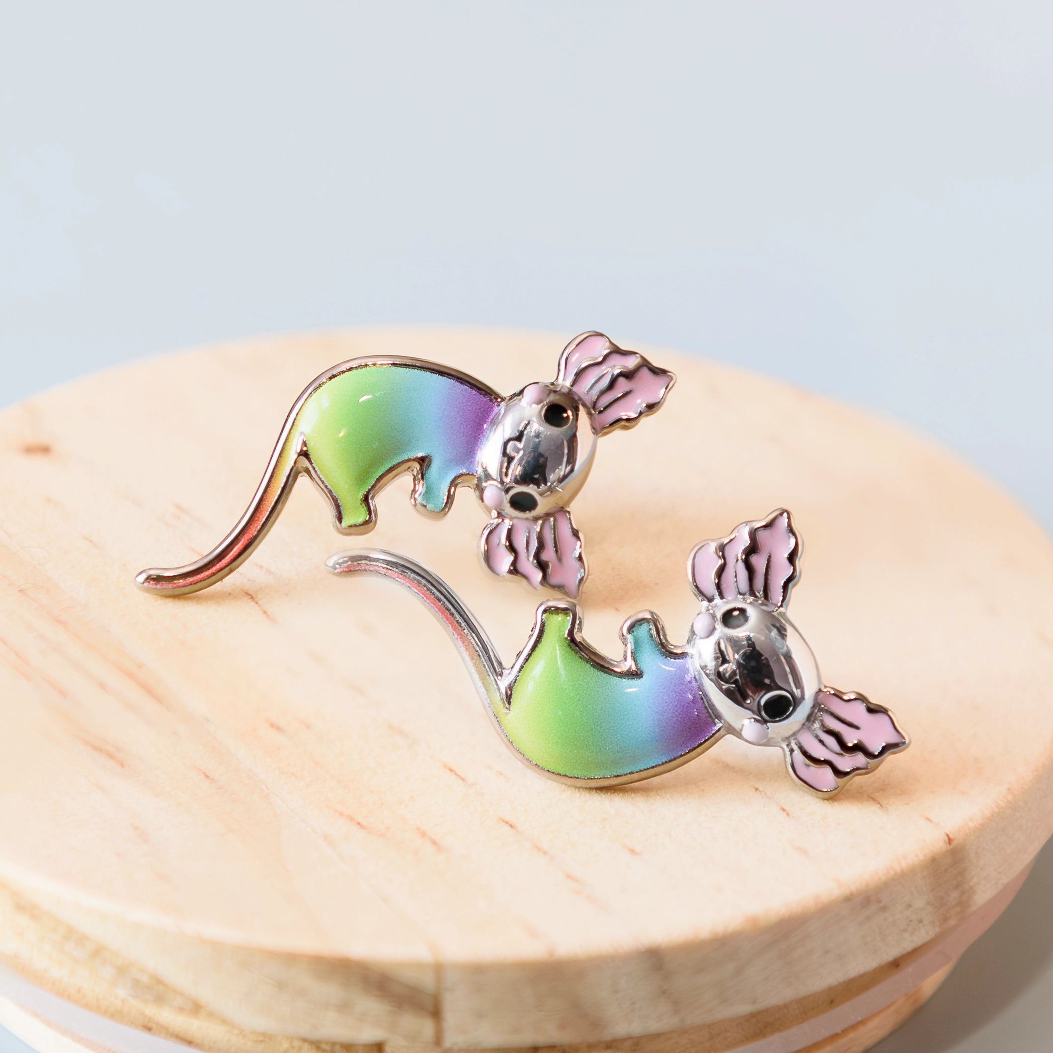 Rainbow Axolotl Stainless Steel Earrings