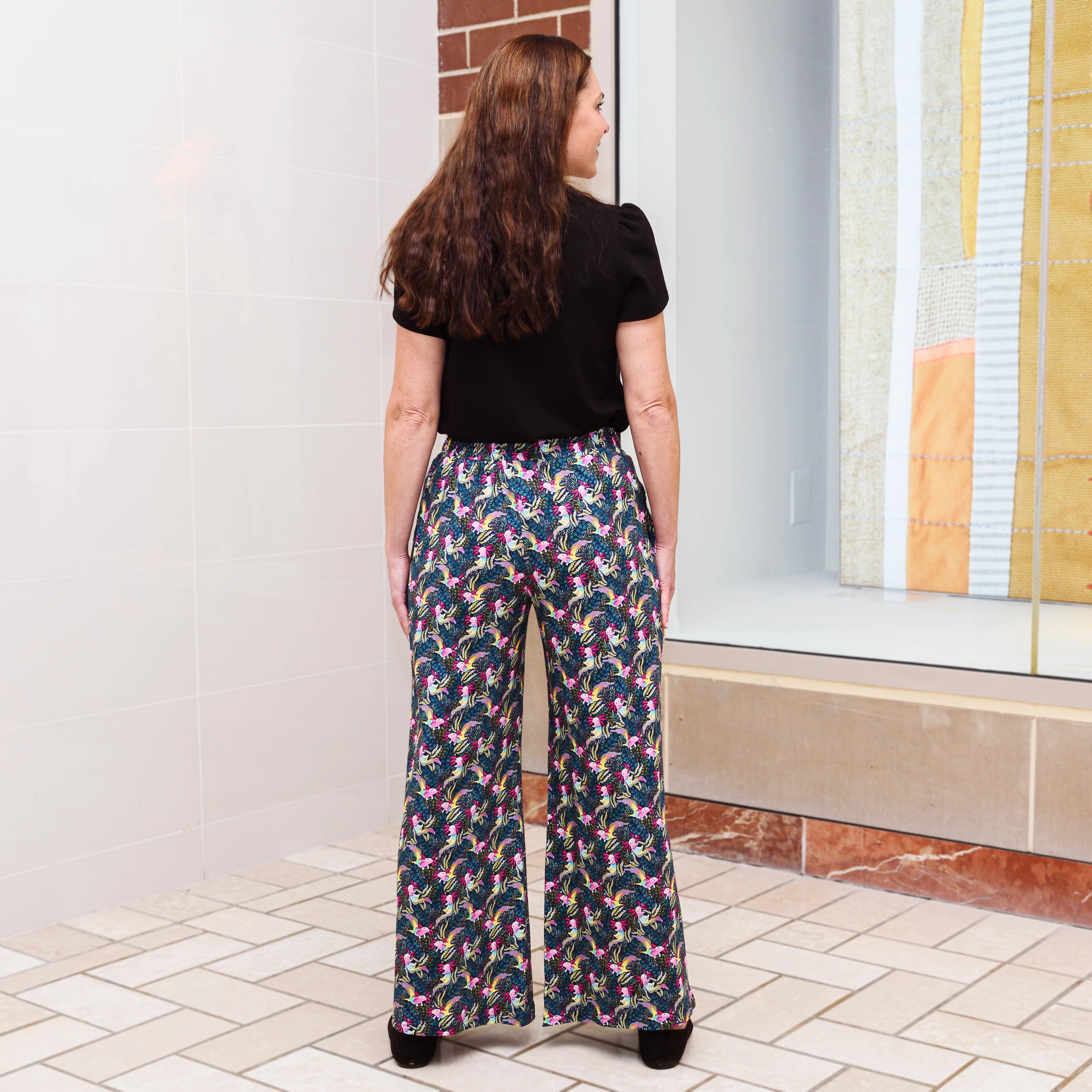 Rainbow Axolotl Palazzo Pants with Pockets