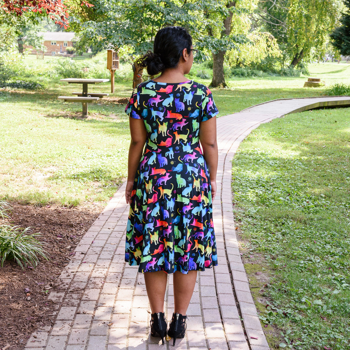 Rainbow Cats String Theory Petite Twirl Dress with Pockets