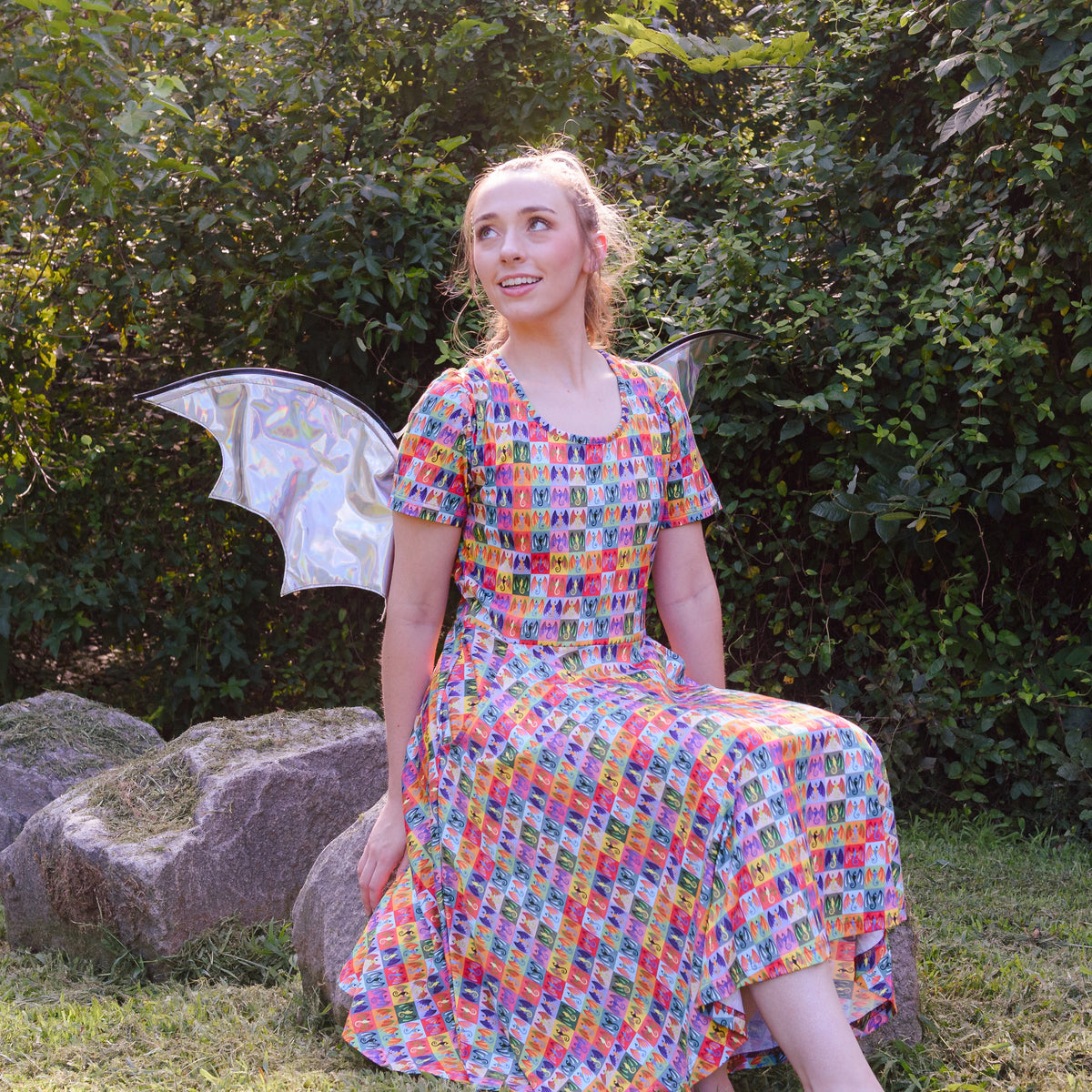 Rainbow Dragons Twirl Dress with Pockets