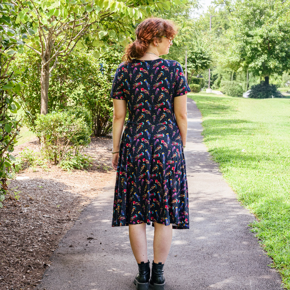 Rainbow Jellyfish Twirl Dress with Pockets