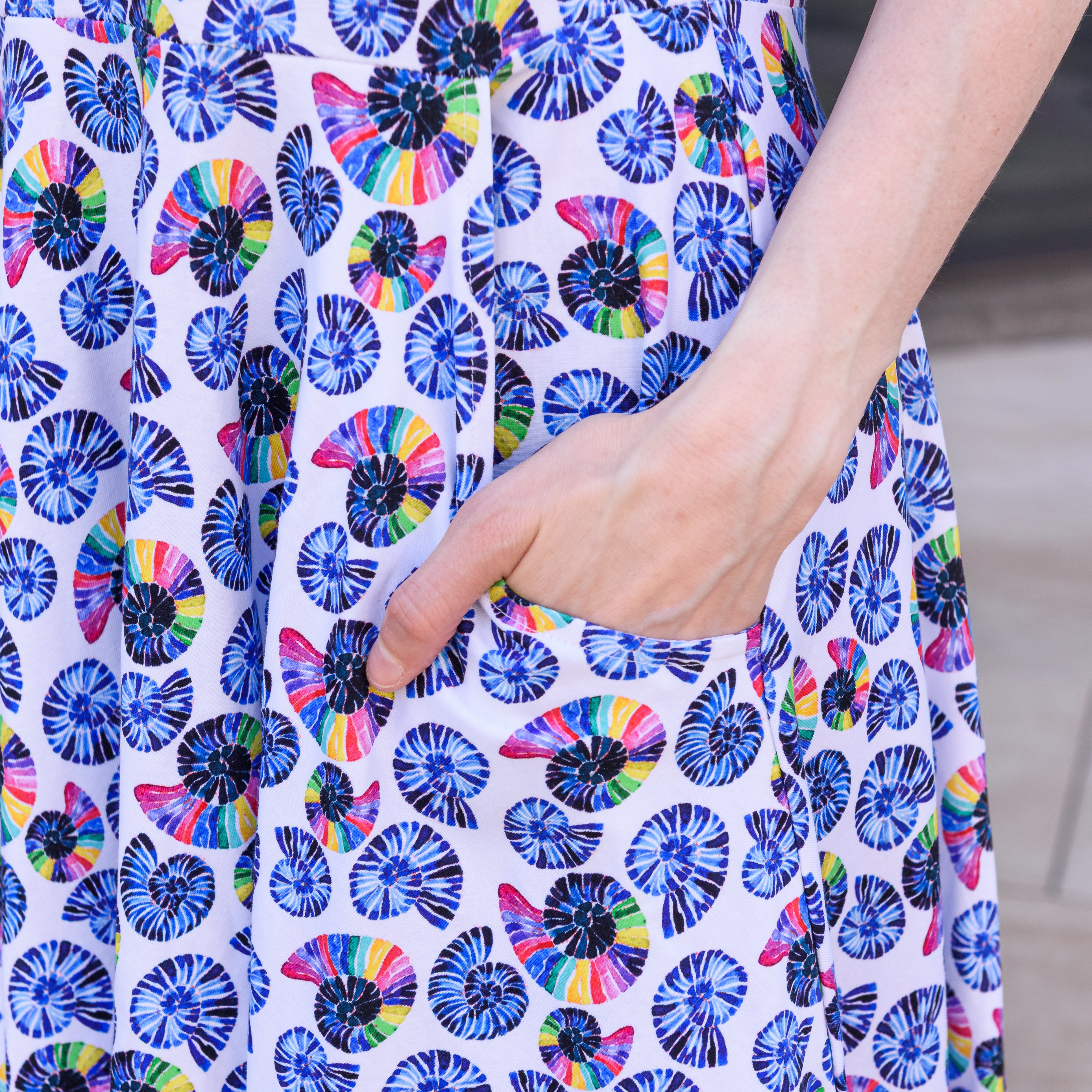 Rainbow Nautilus Twirl Dress with Pockets