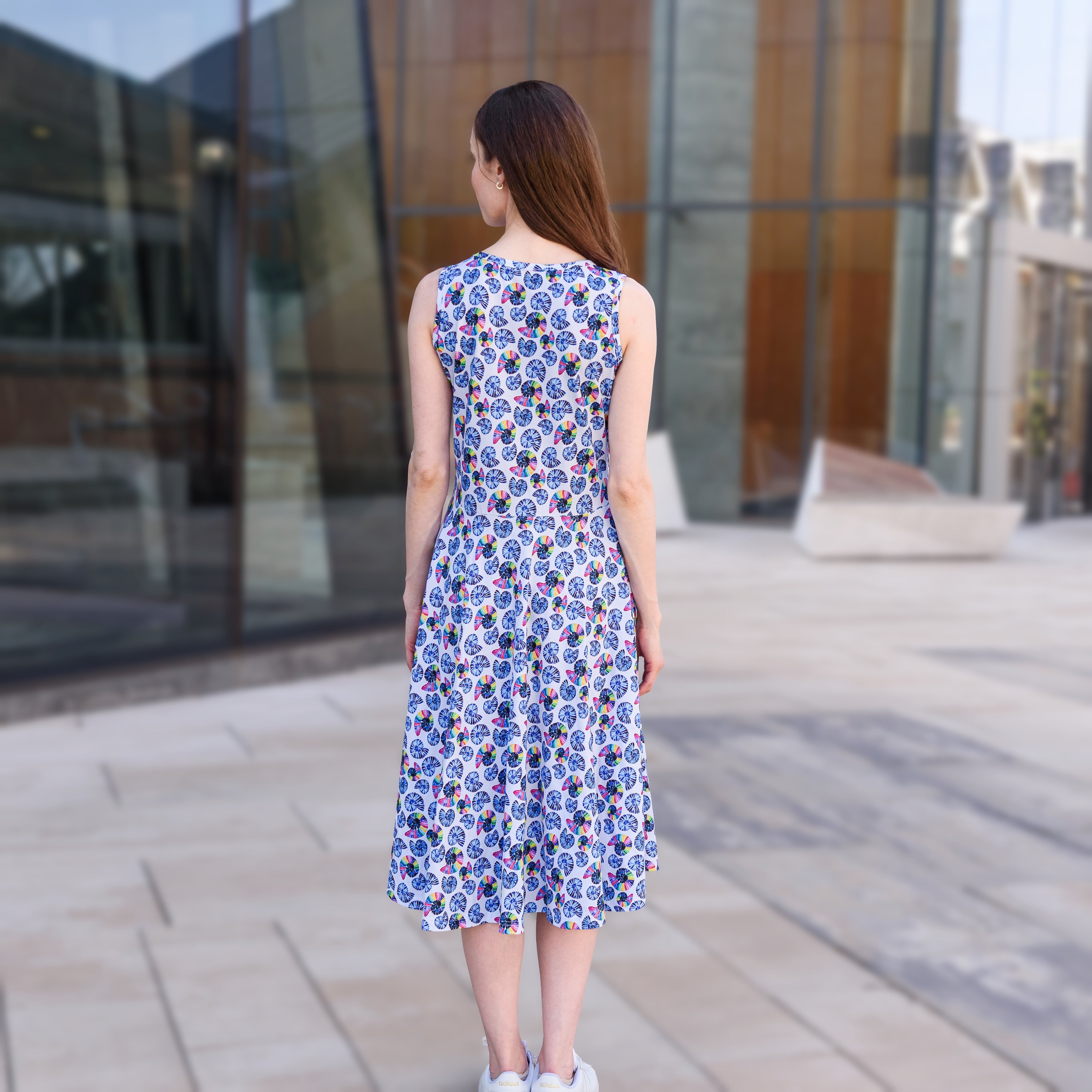 Rainbow Nautilus Twirl Dress with Pockets
