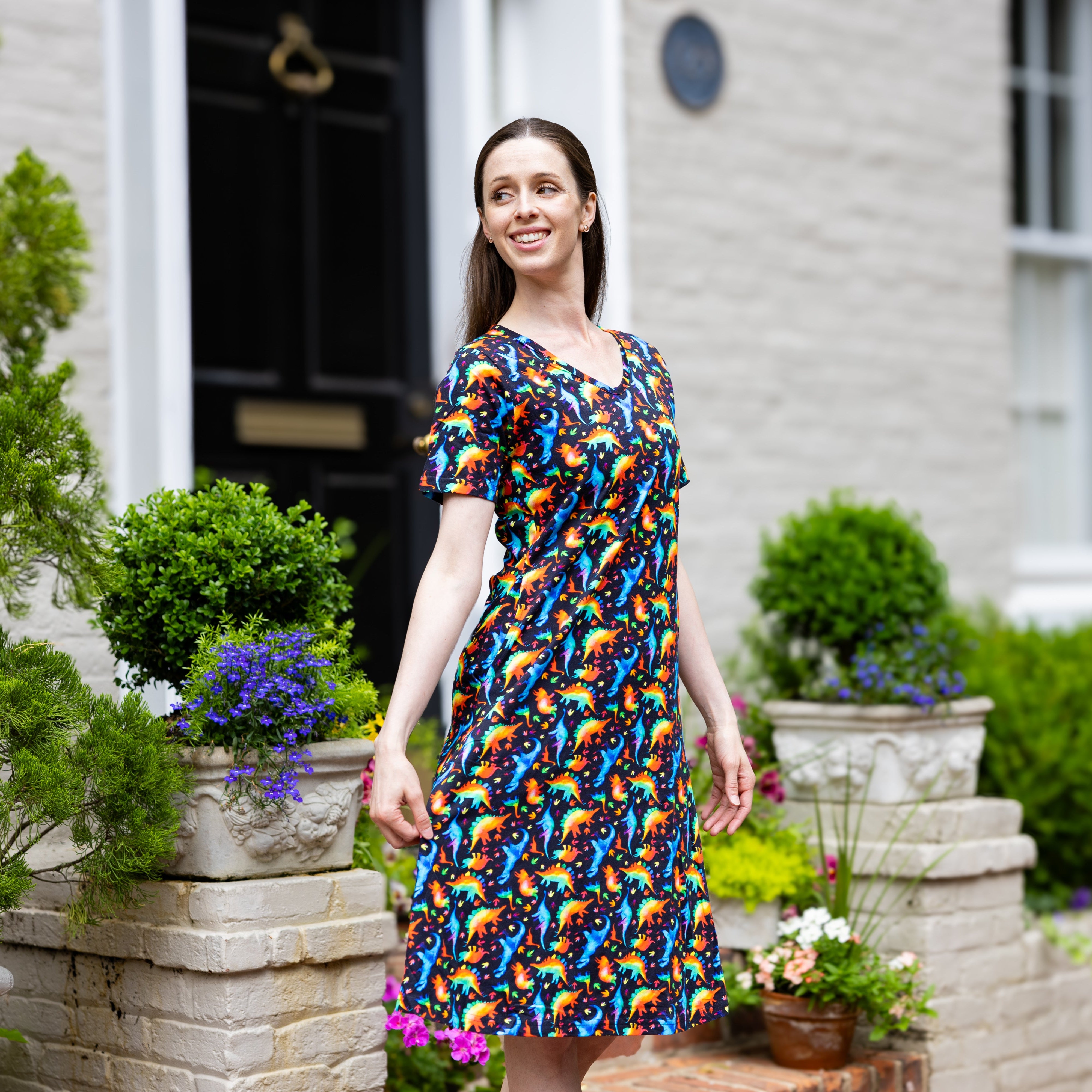 Rainbowsaurus A-Line Dress (No Waist Seam)