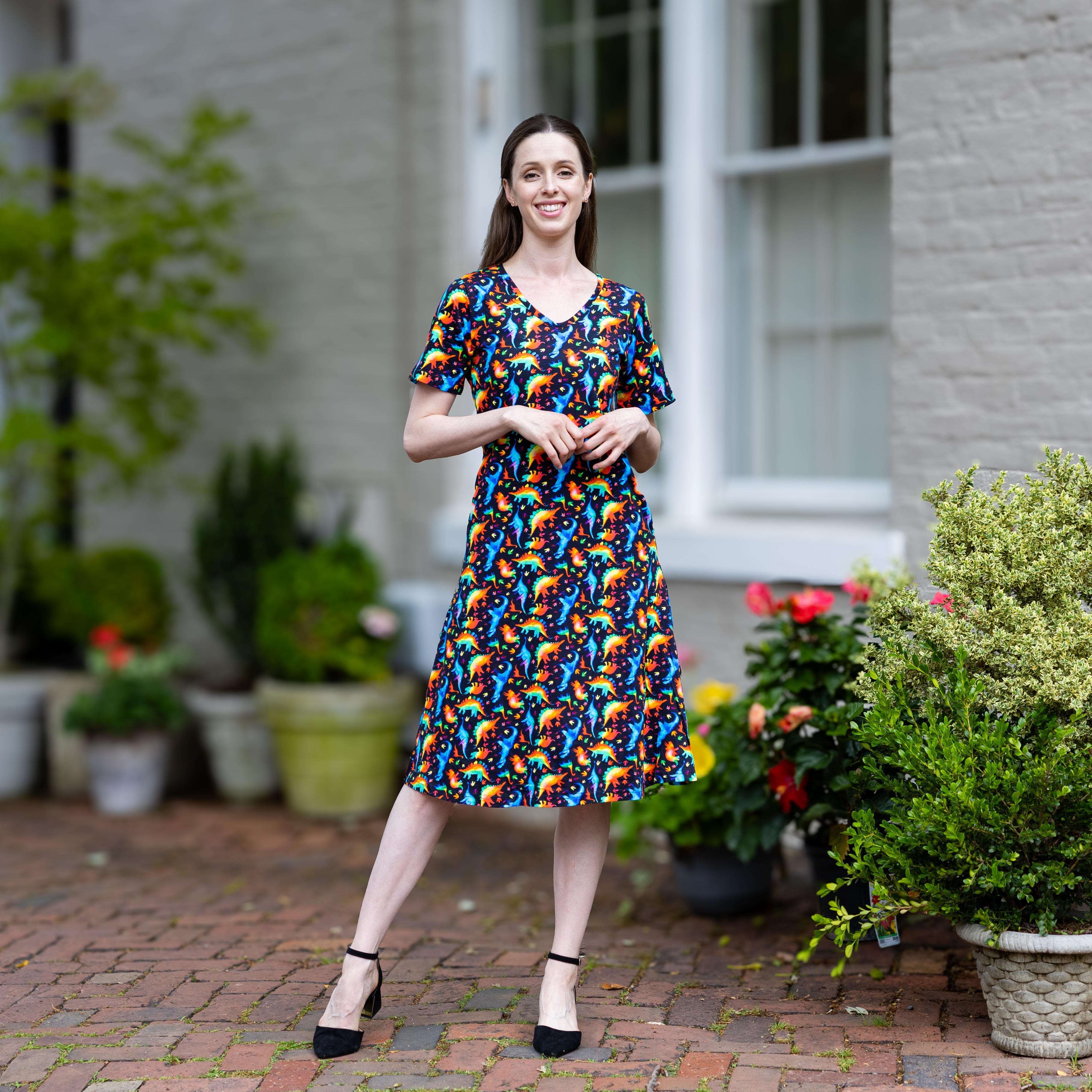 Rainbowsaurus A-Line Dress (No Waist Seam)