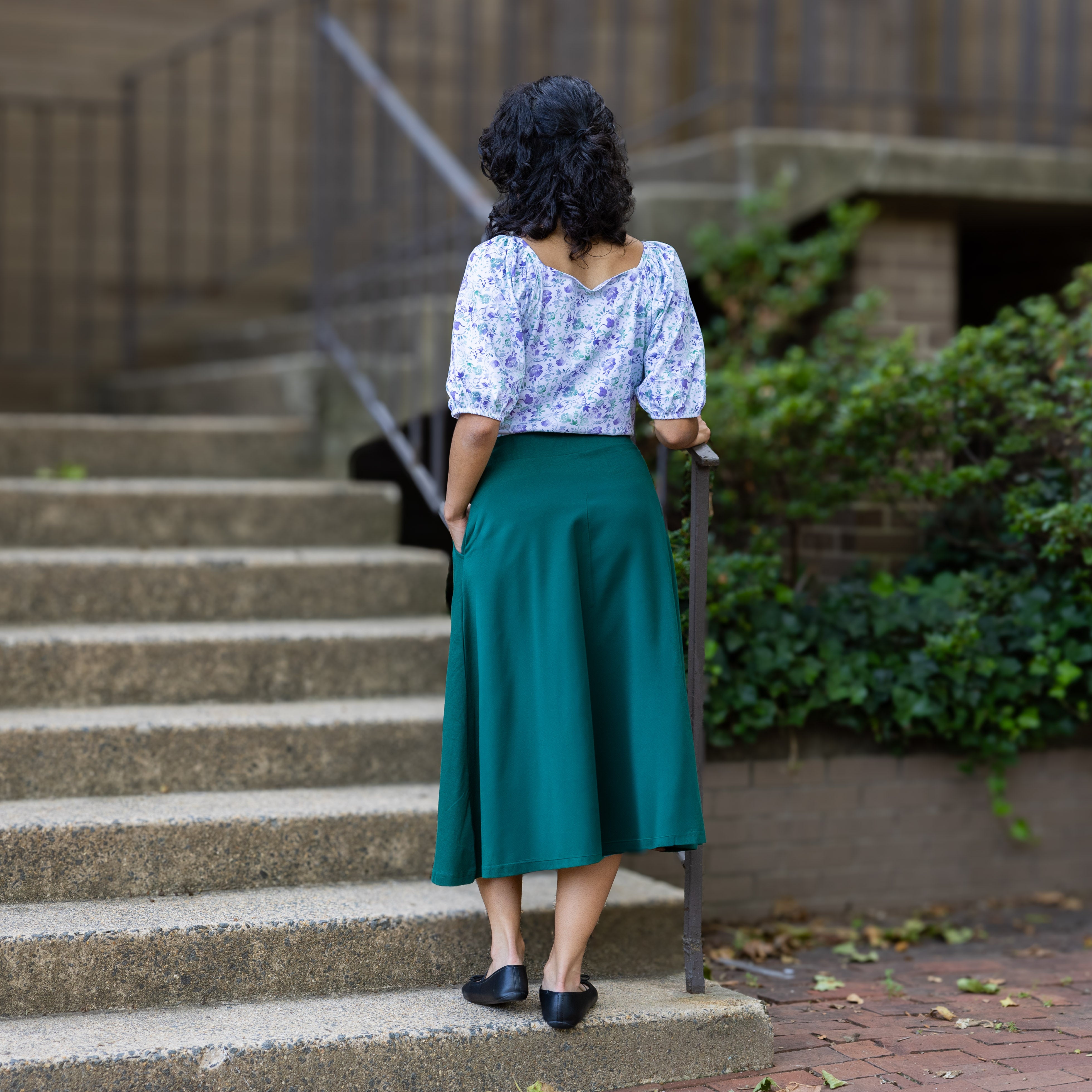 Rainforest Green Half Circle Midi Skirt