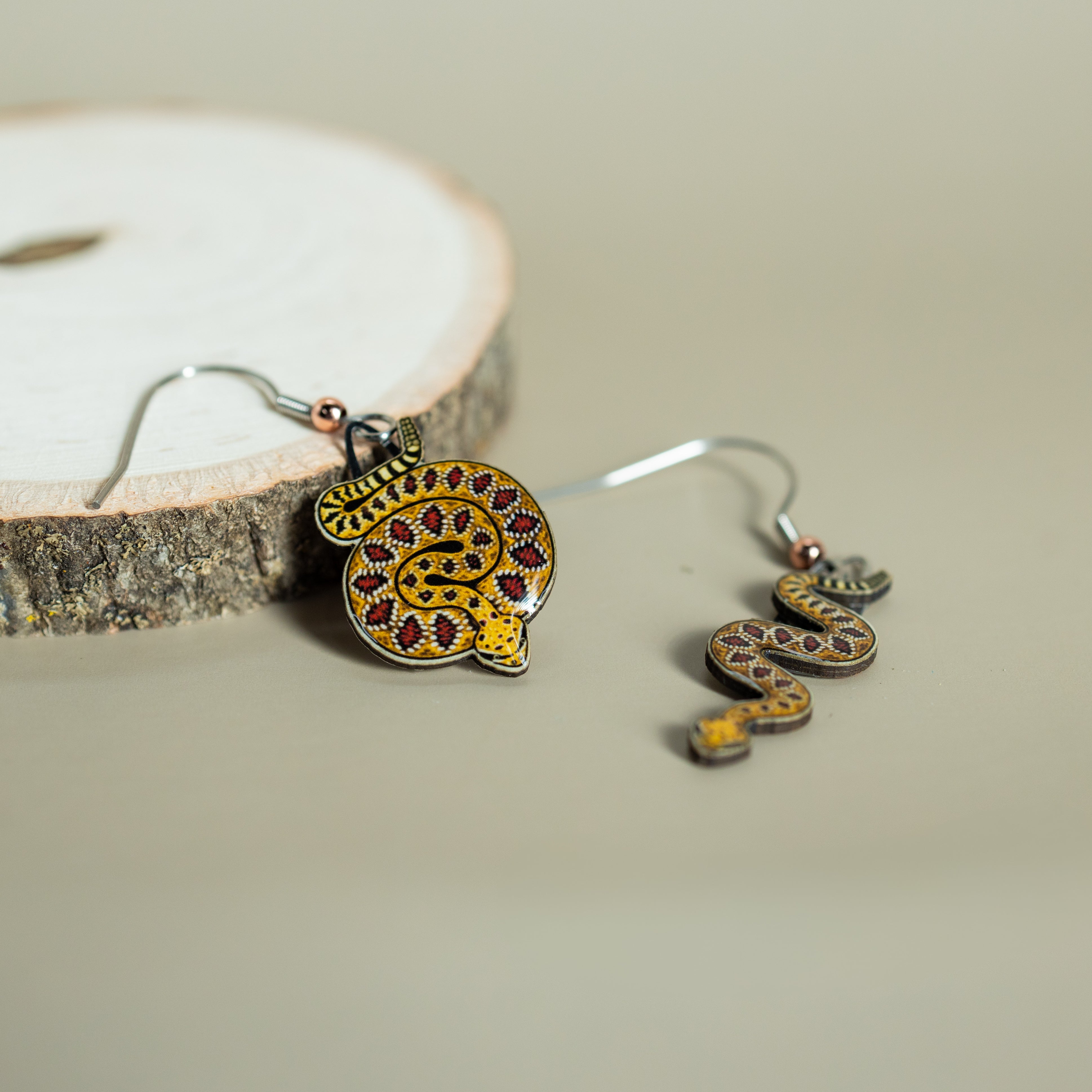 Western Diamondback Snake Earrings