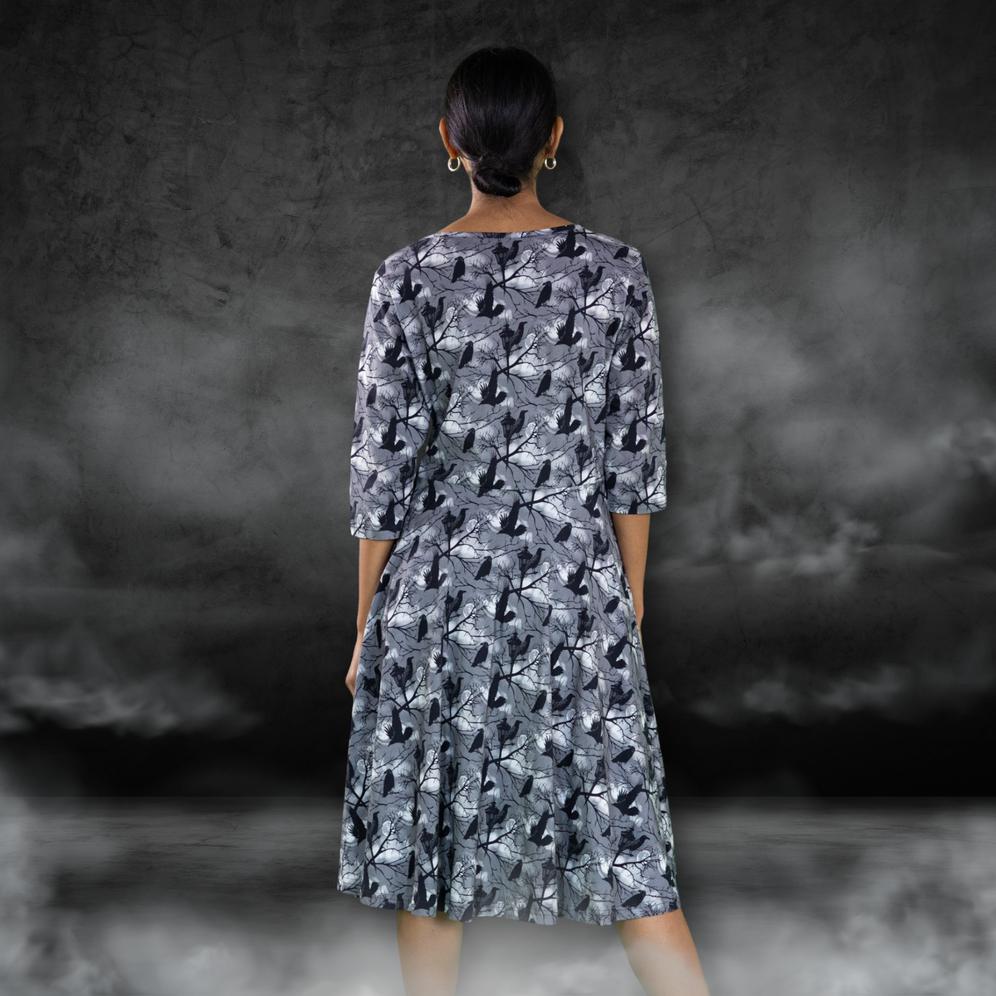 Raven 3/4th Sleeves Twirl Dress