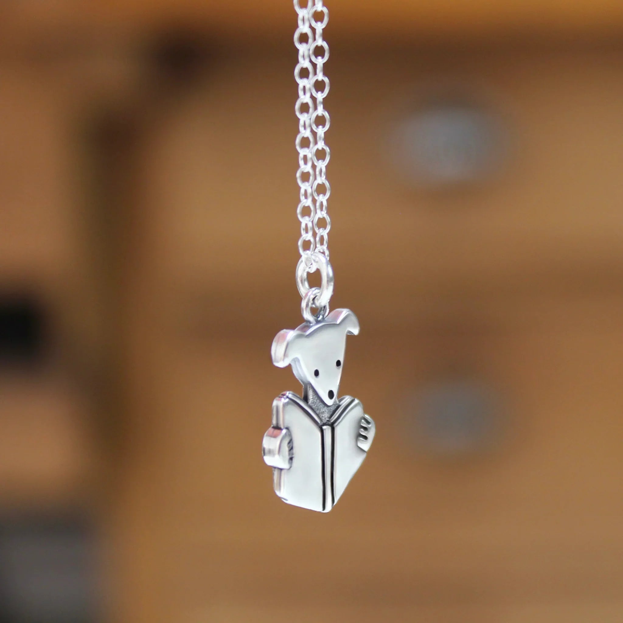 Reading Dog Stainless Steel Necklace