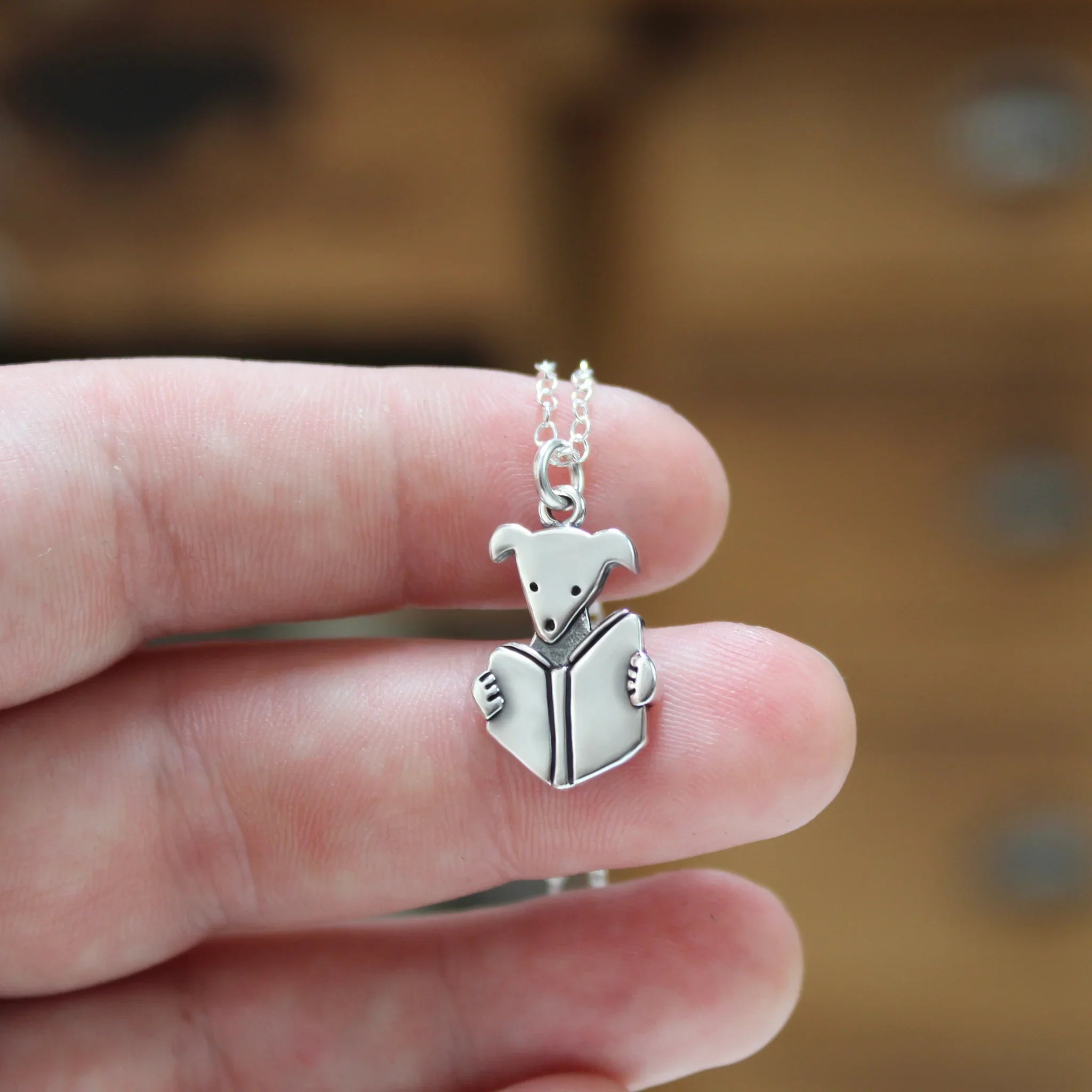 Reading Dog Stainless Steel Necklace