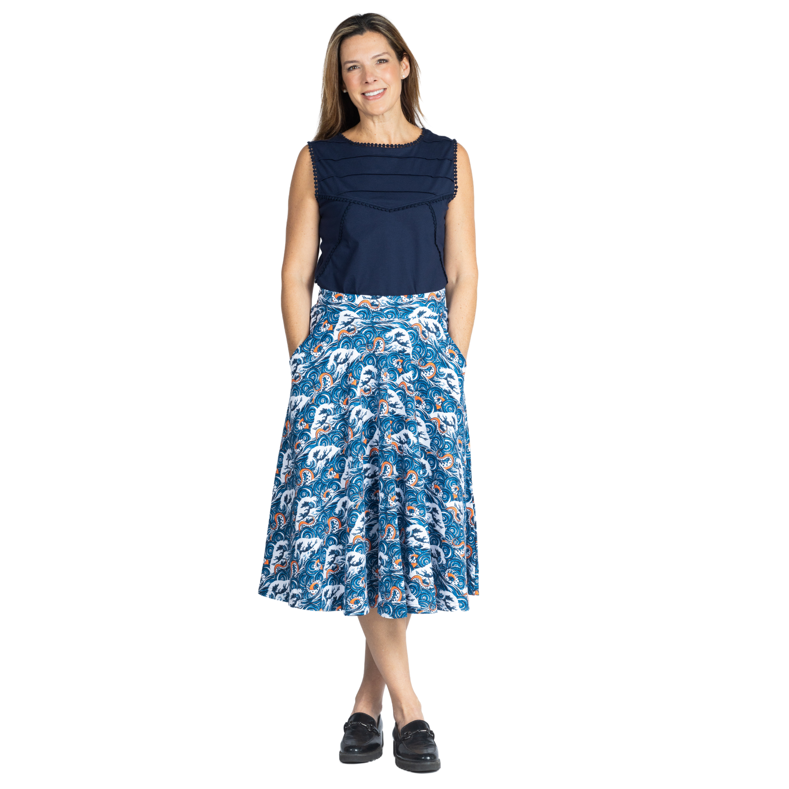 Navy Blue Embellished Sleeveless Top