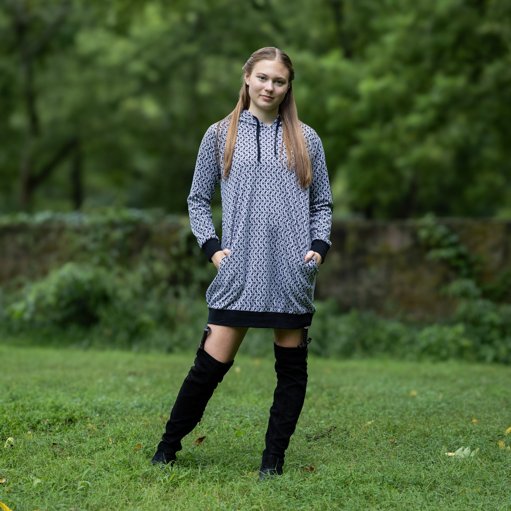 Chainmail Long Sleeve Hoodie Dress
