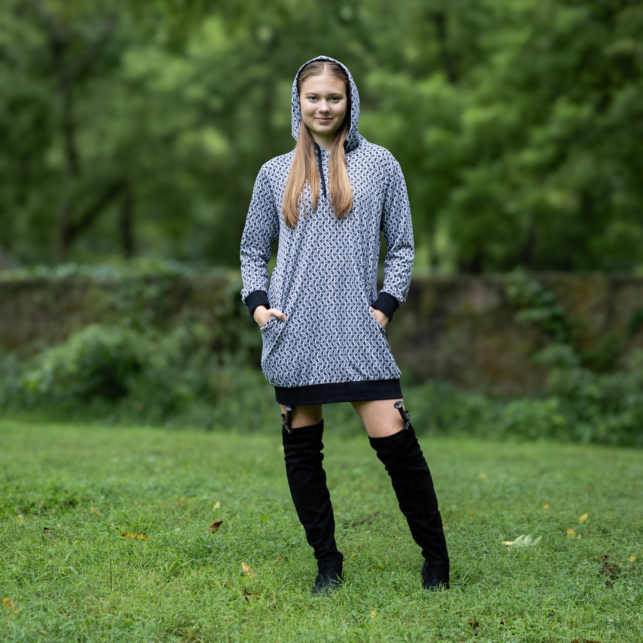 Chainmail Long Sleeve Hoodie Dress