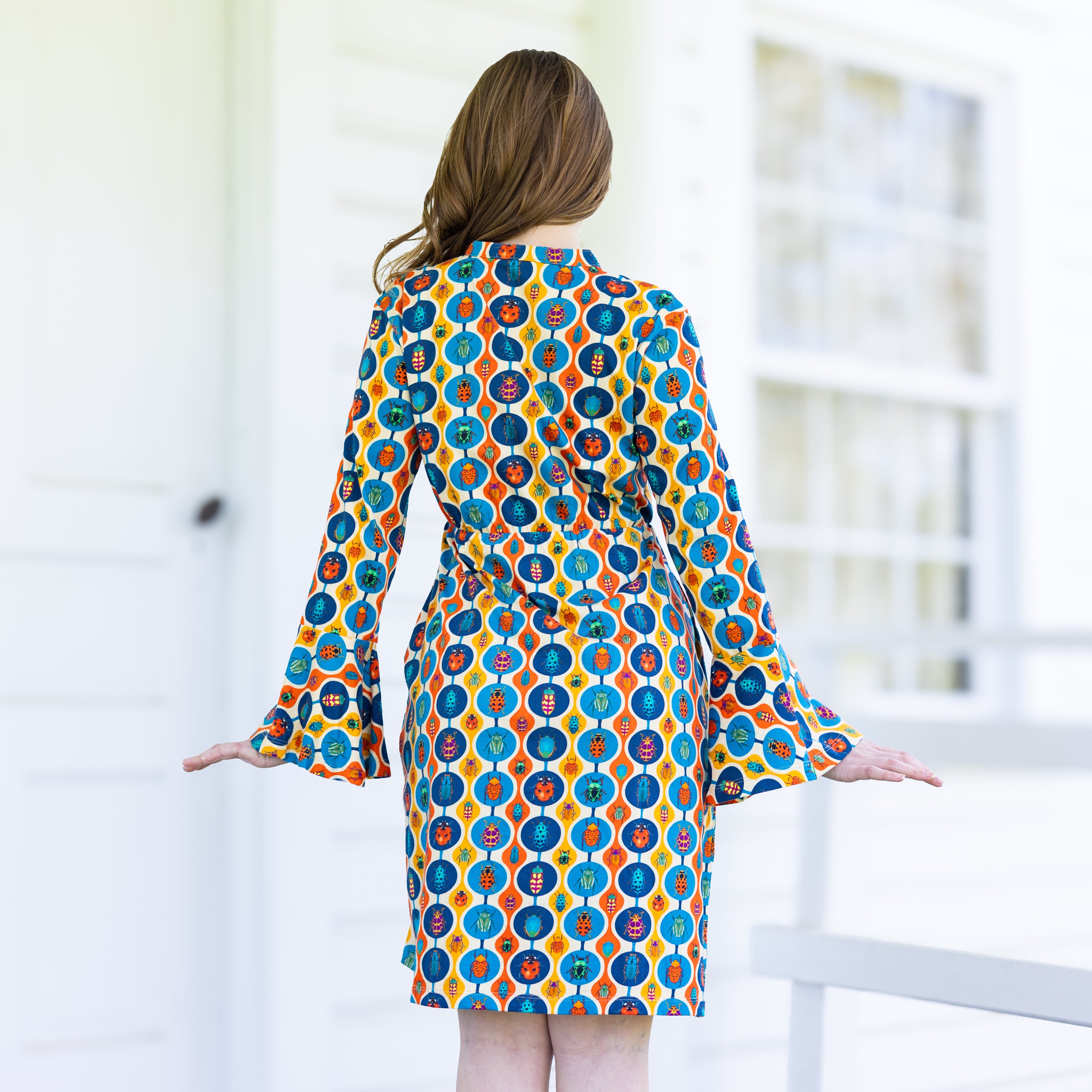 Retro Bugs Button-Up Dress