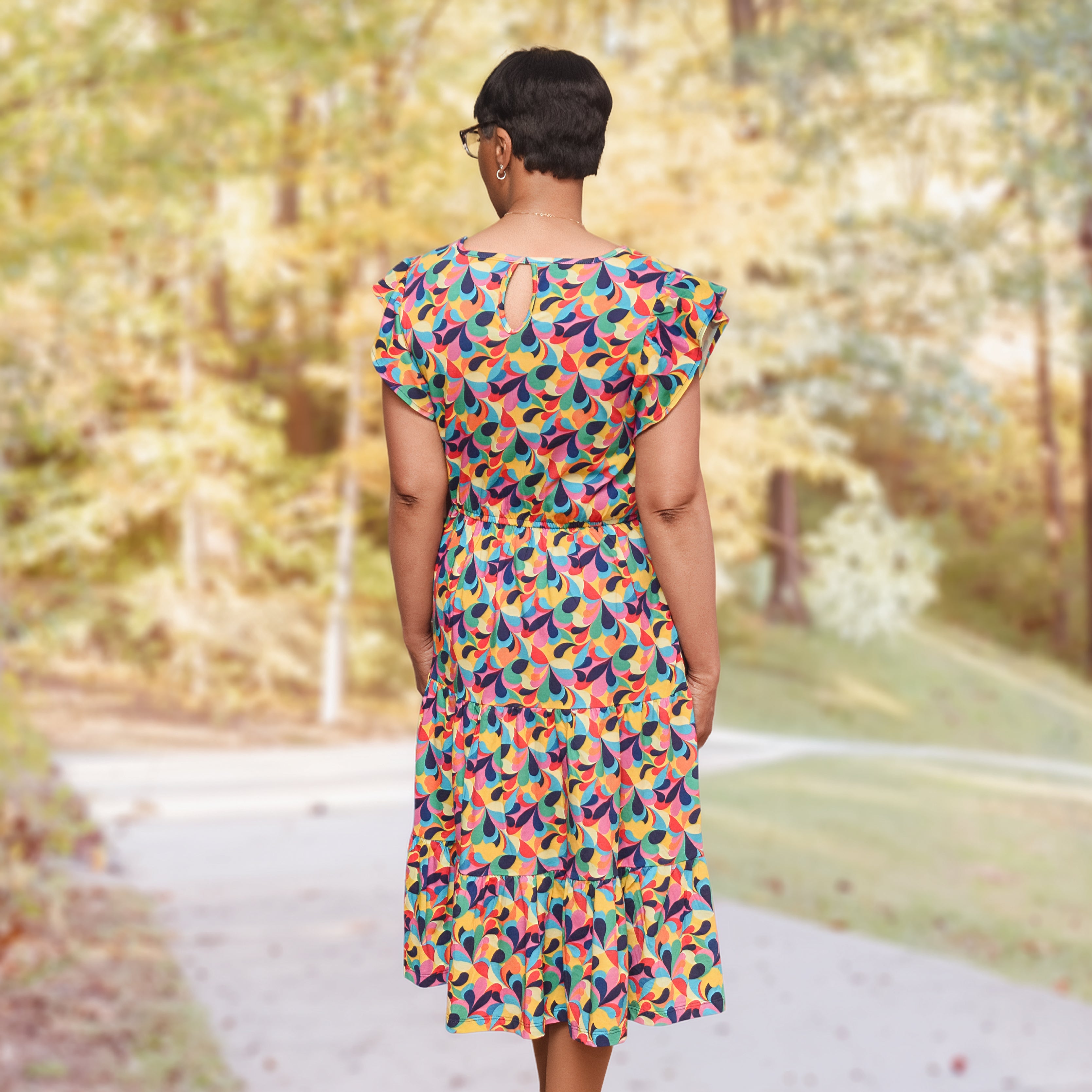 Retro Swirls Frill Dress