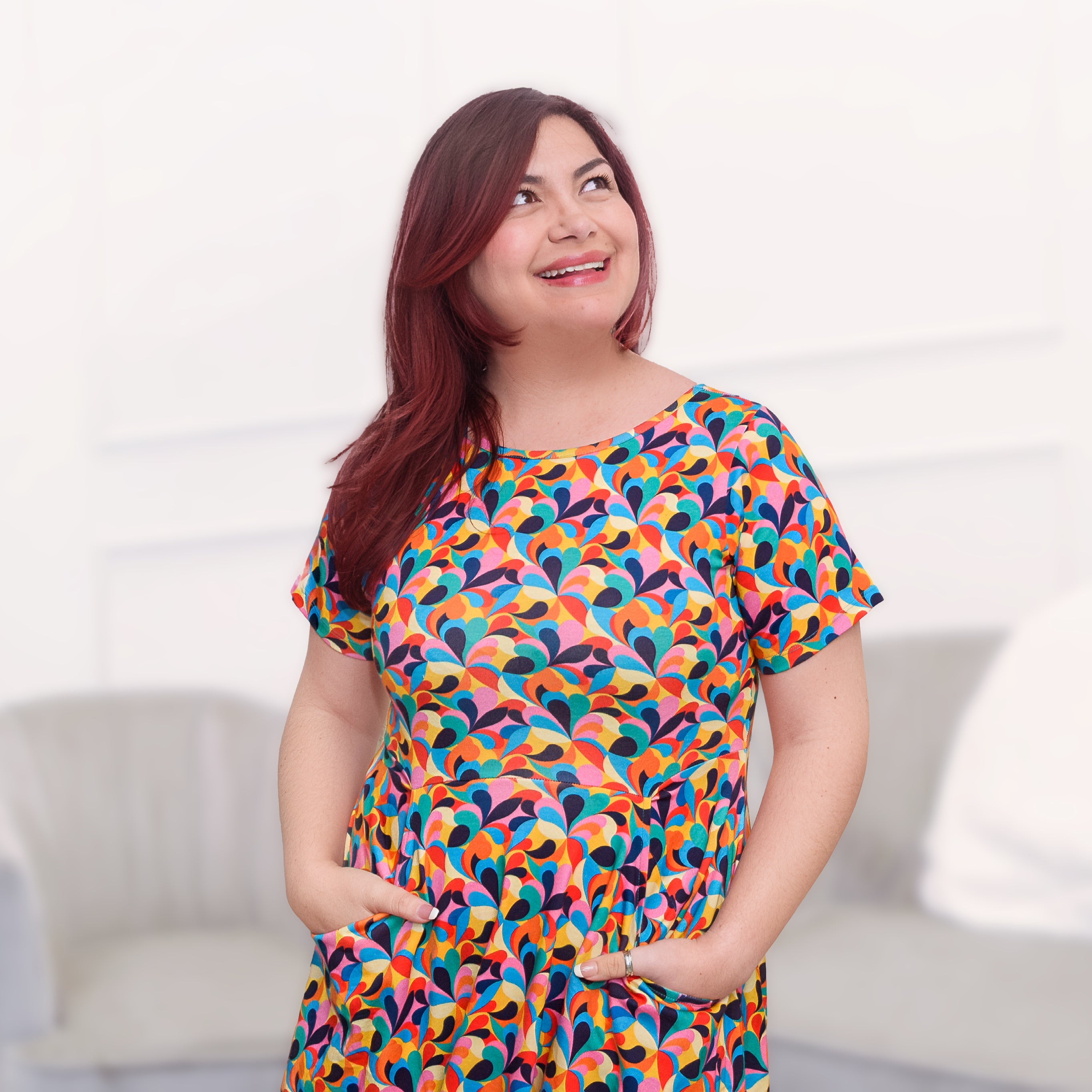 Retro Swirls Twirl Dress with Pockets