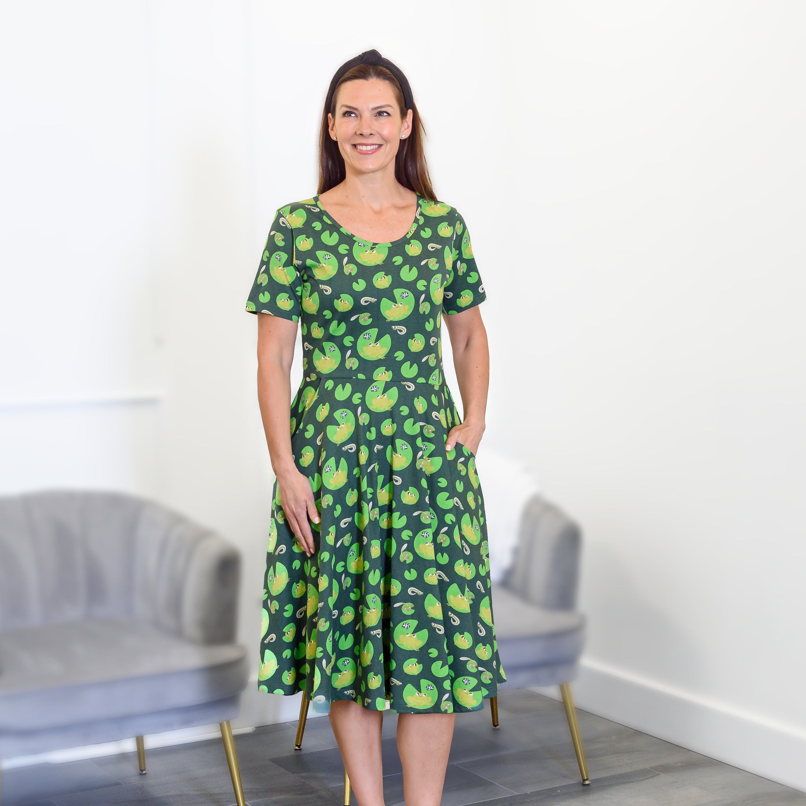 Ribbit Twirl Dress with Pockets