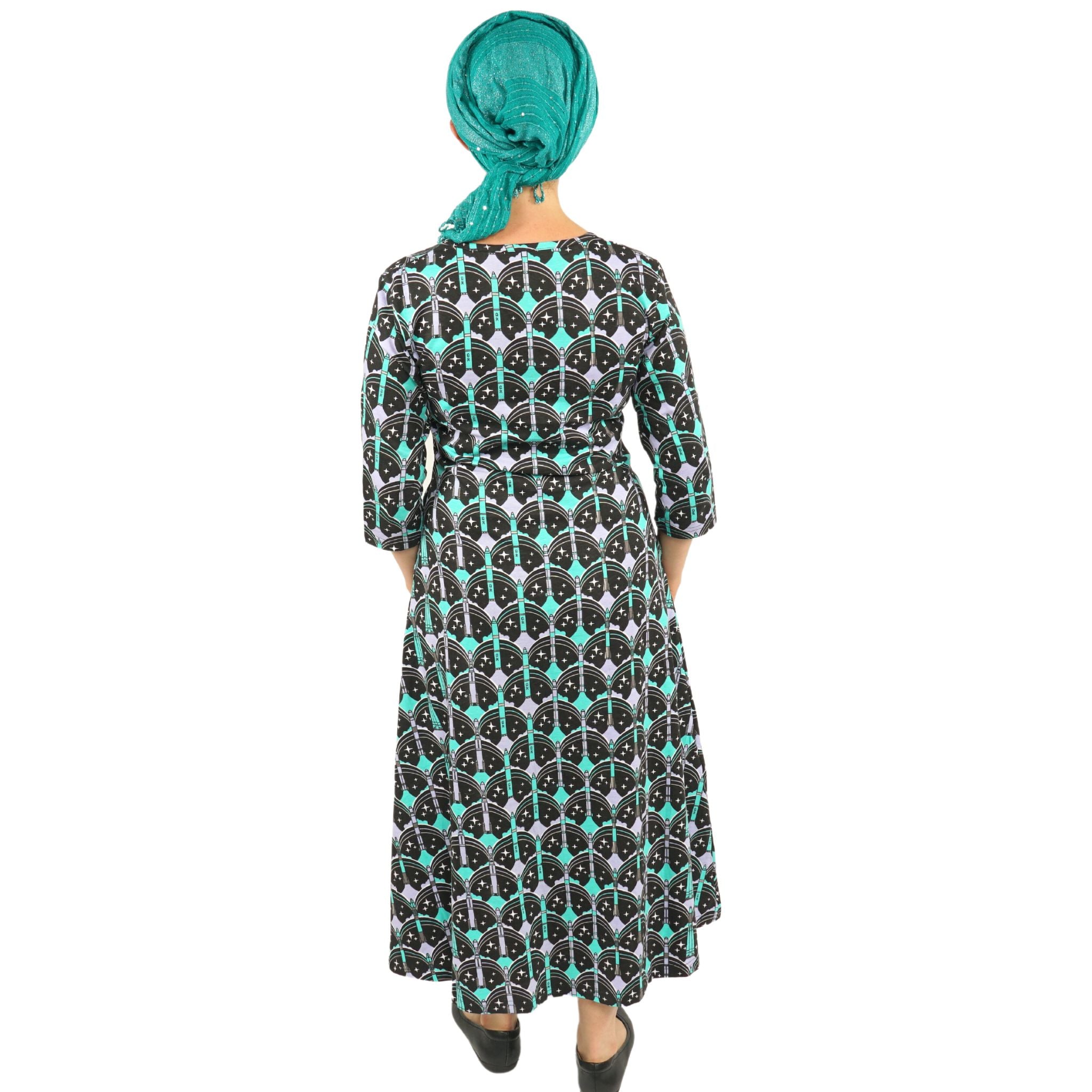 Rockets Galore 3/4th Sleeves Midi Dress (No Waist Seam)
