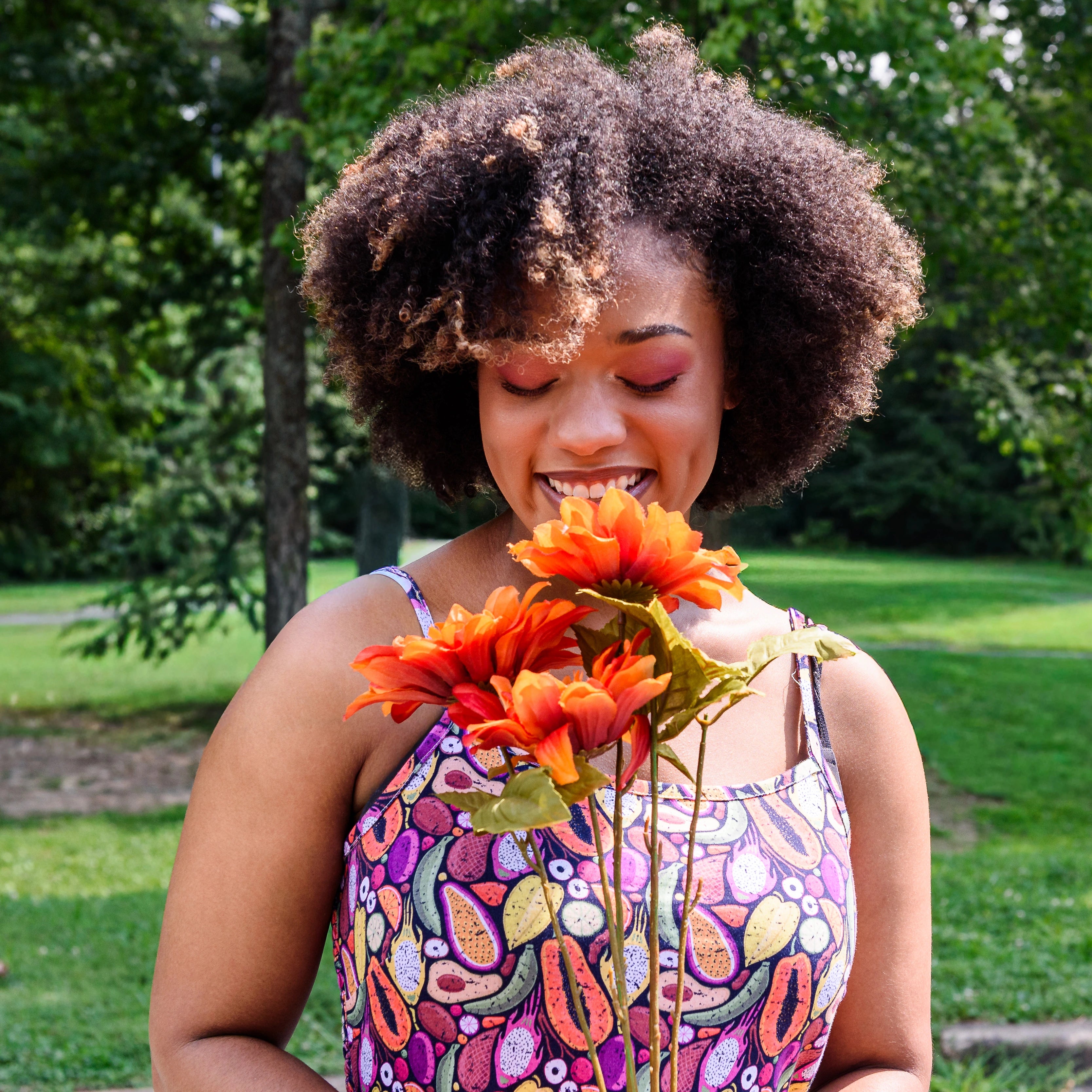 Tropical Fruits Dress with Pockets