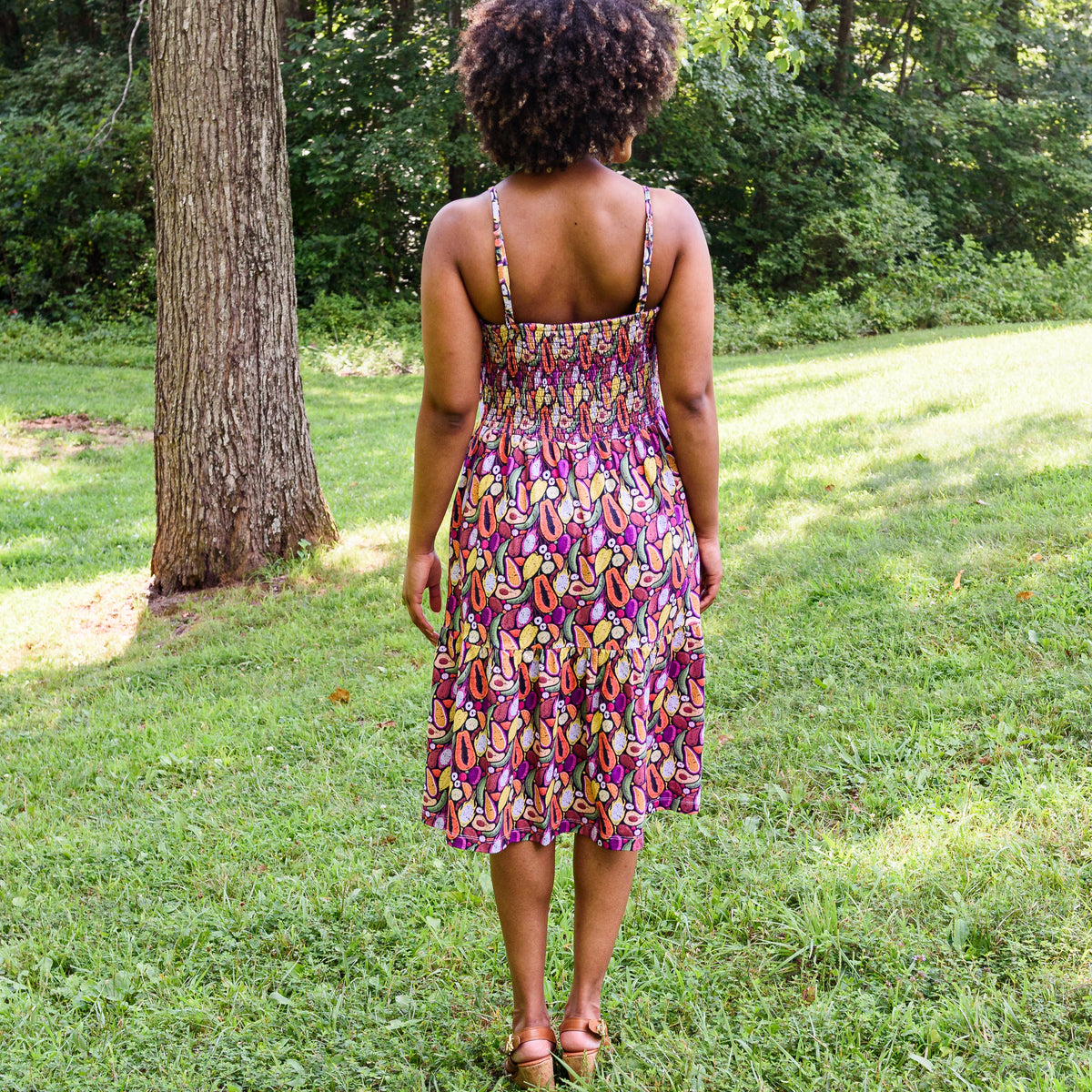 Tropical Fruits Dress with Pockets