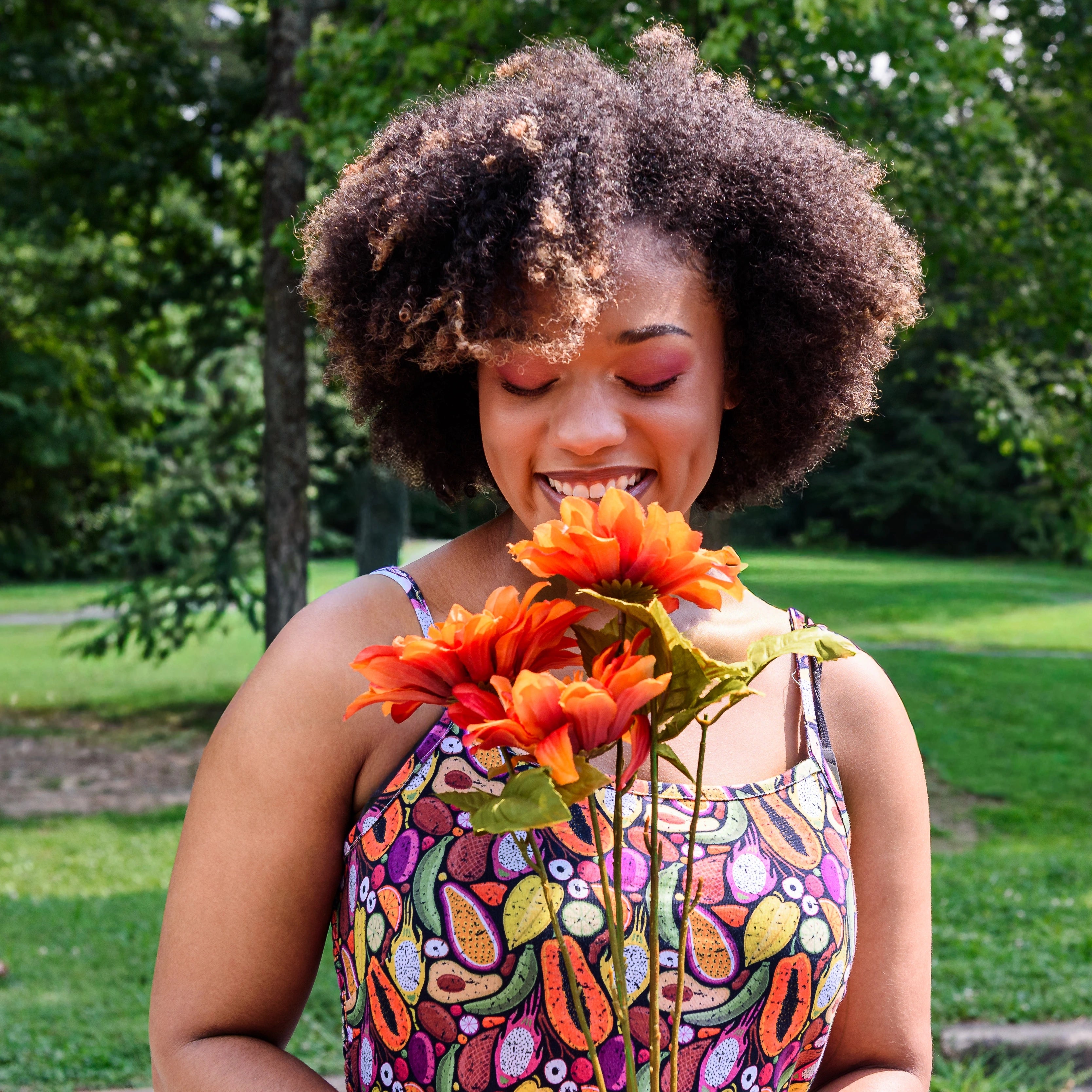 Tropical Fruits Dress with Pockets
