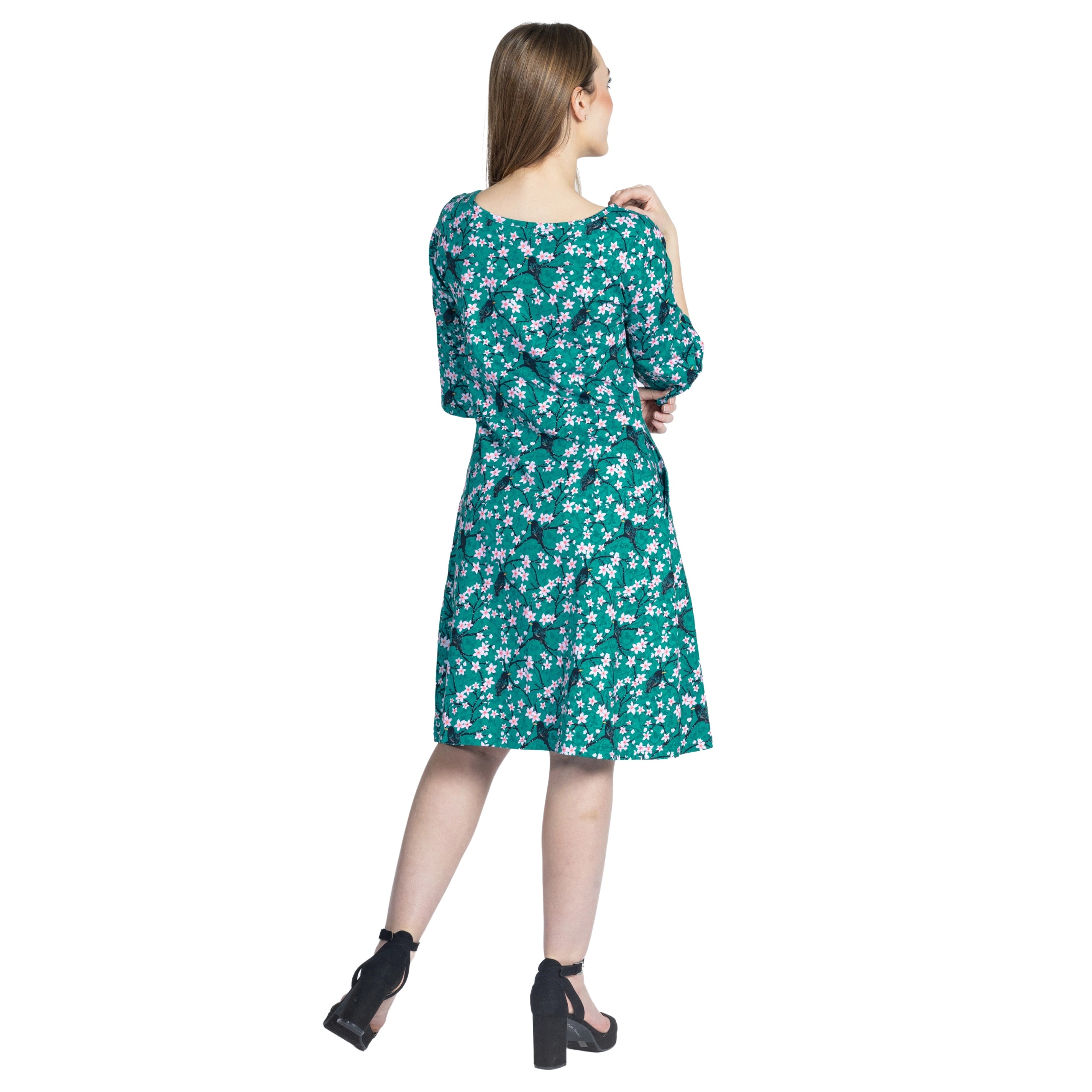 Sakura Starlings Bell Sleeve A-Line Dress