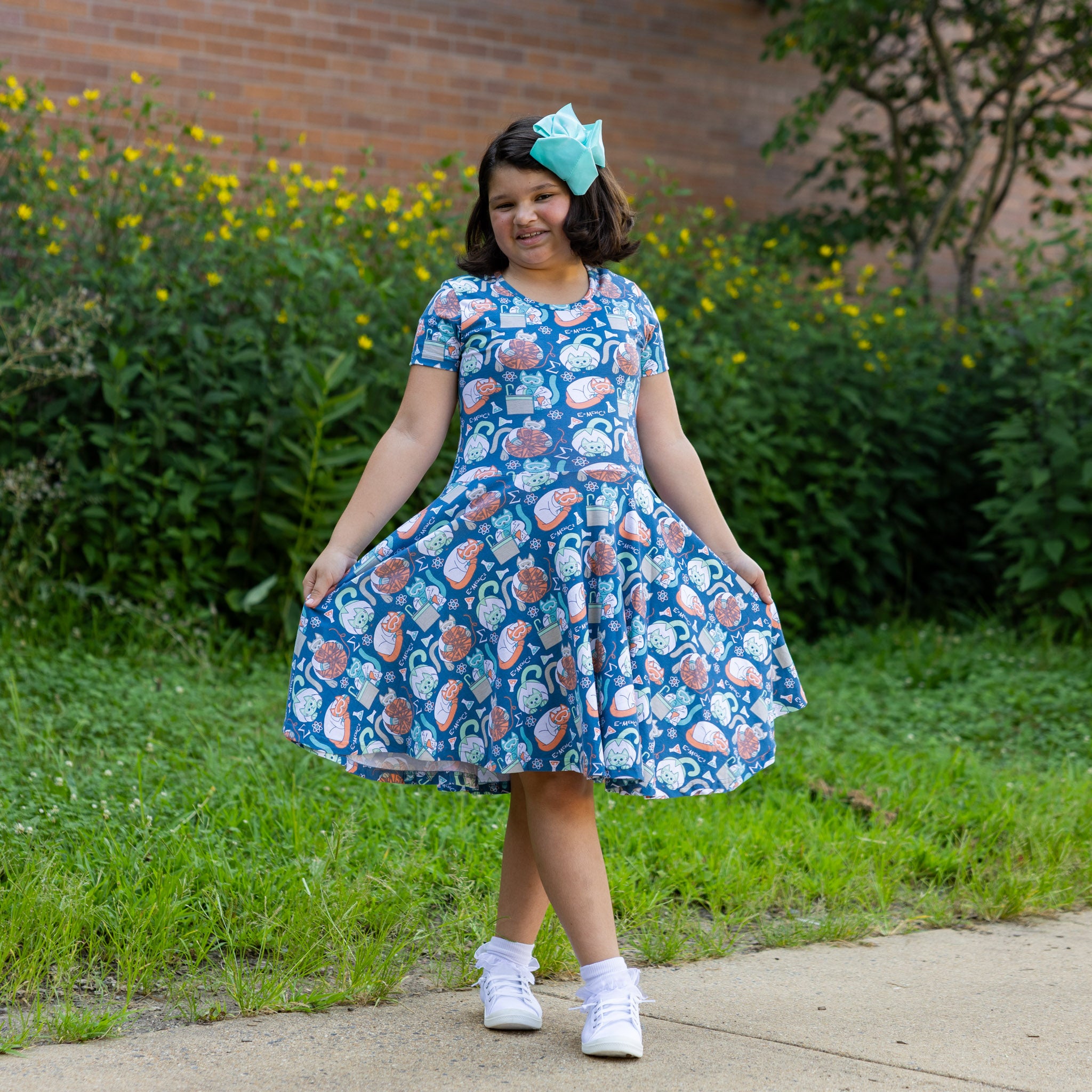 Science Cats Kids Twirl Dress