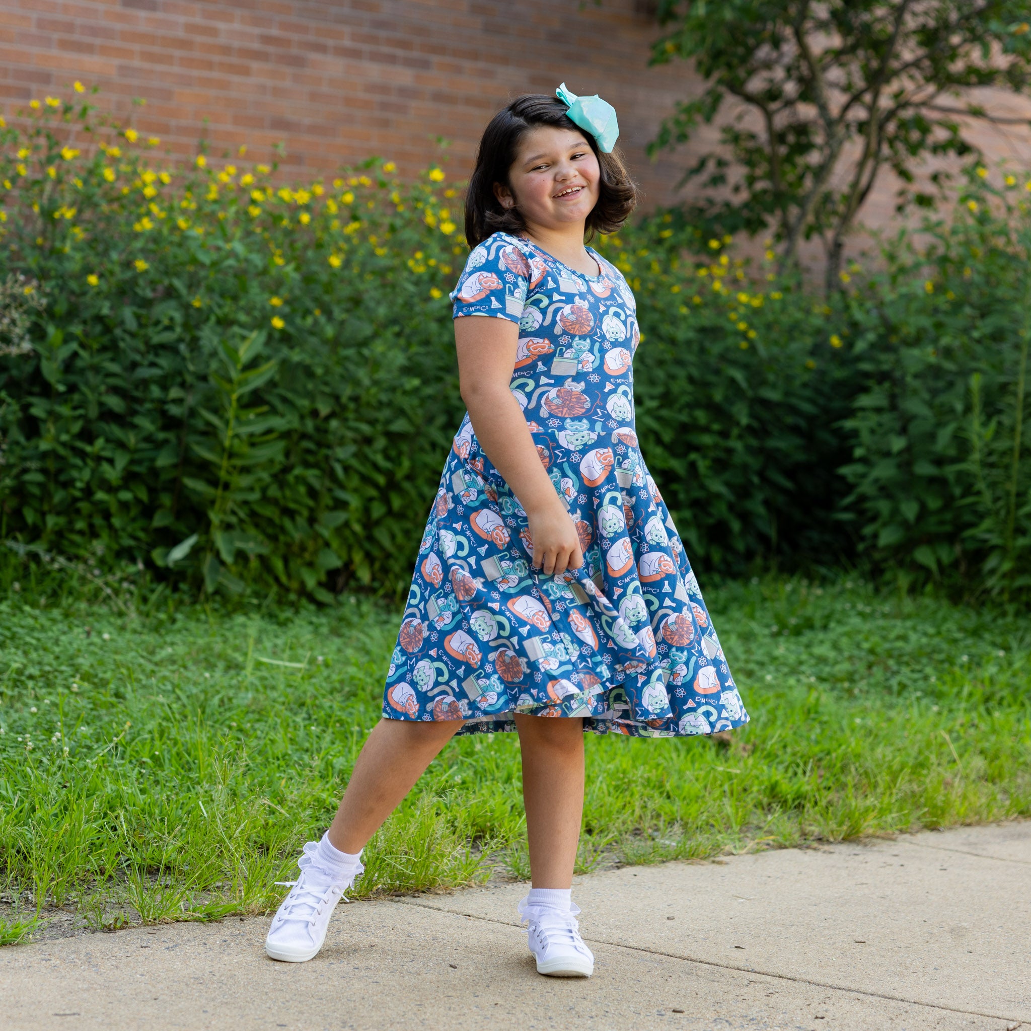 Science Cats Kids Twirl Dress