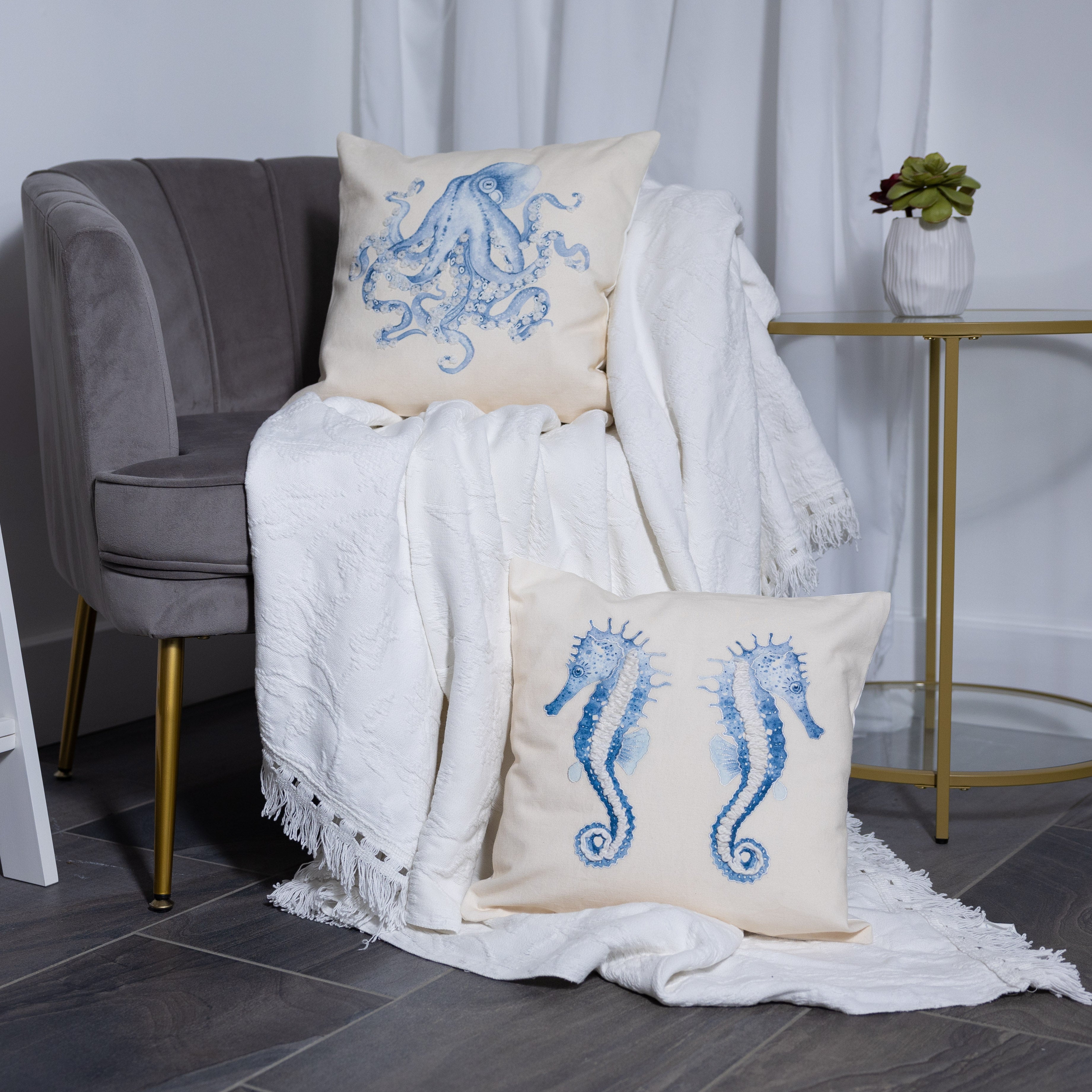 Seahorses & Octopus Cushion Covers Set