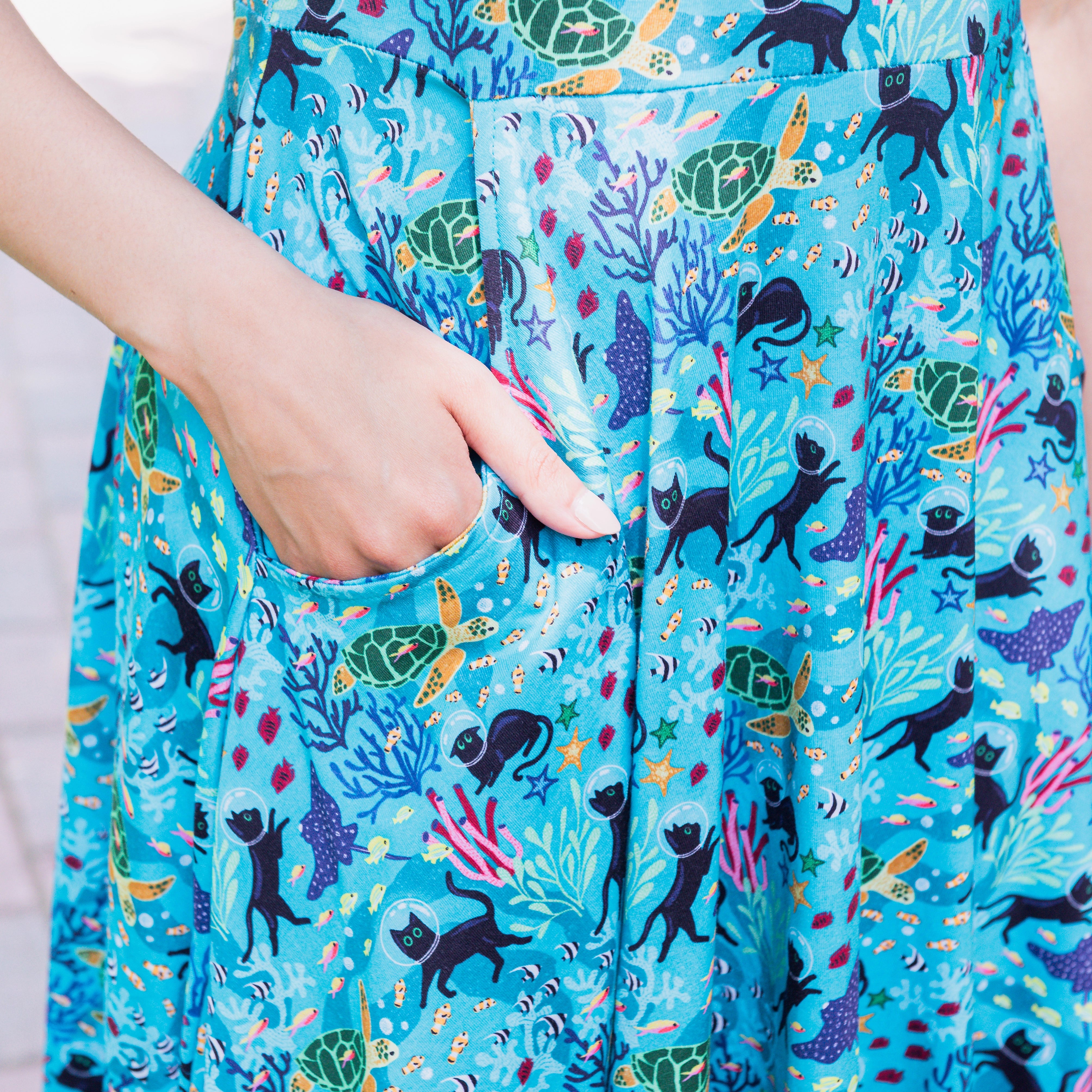 Seabed Exploration Petite Twirl Dress with Pockets