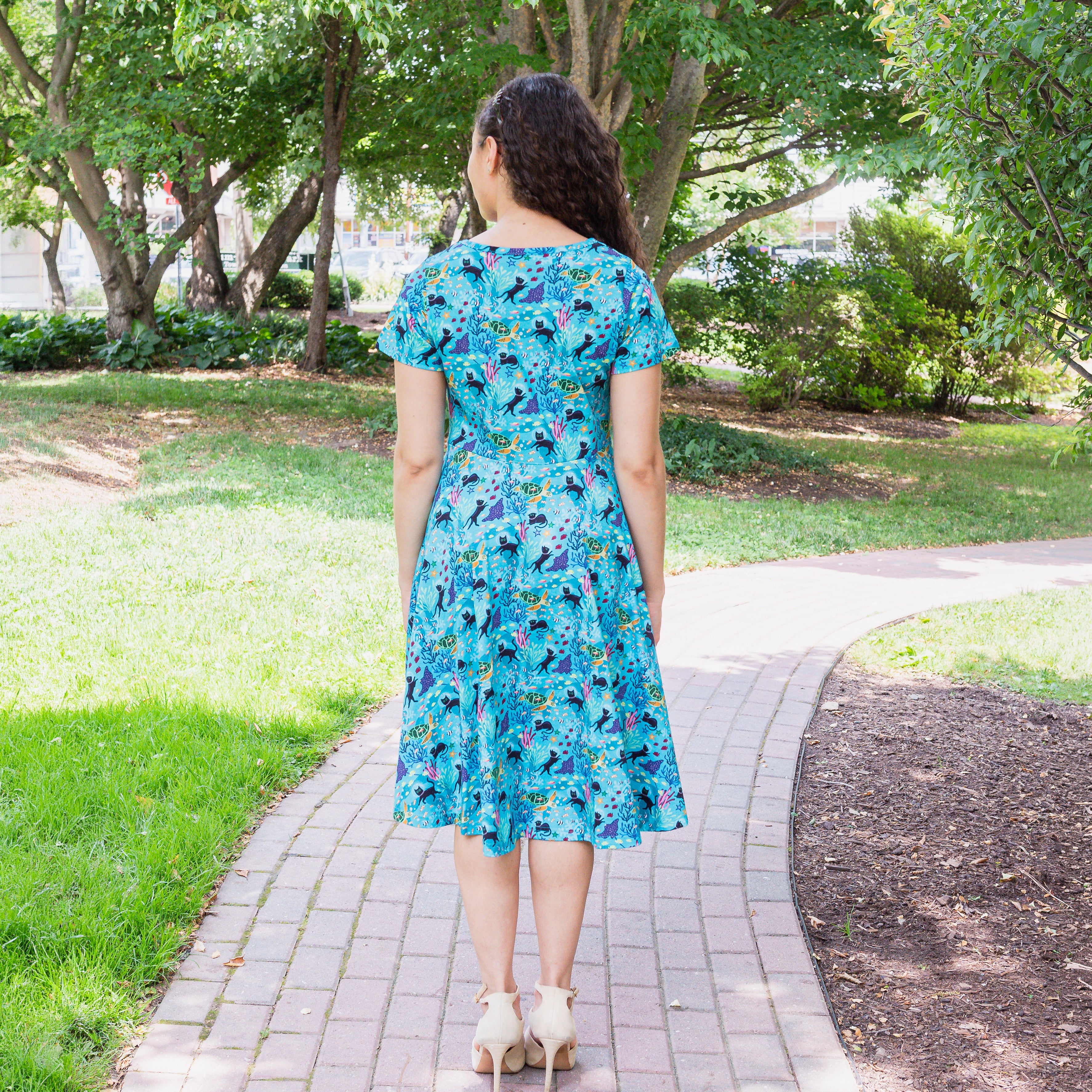 Seabed Exploration Petite Twirl Dress with Pockets