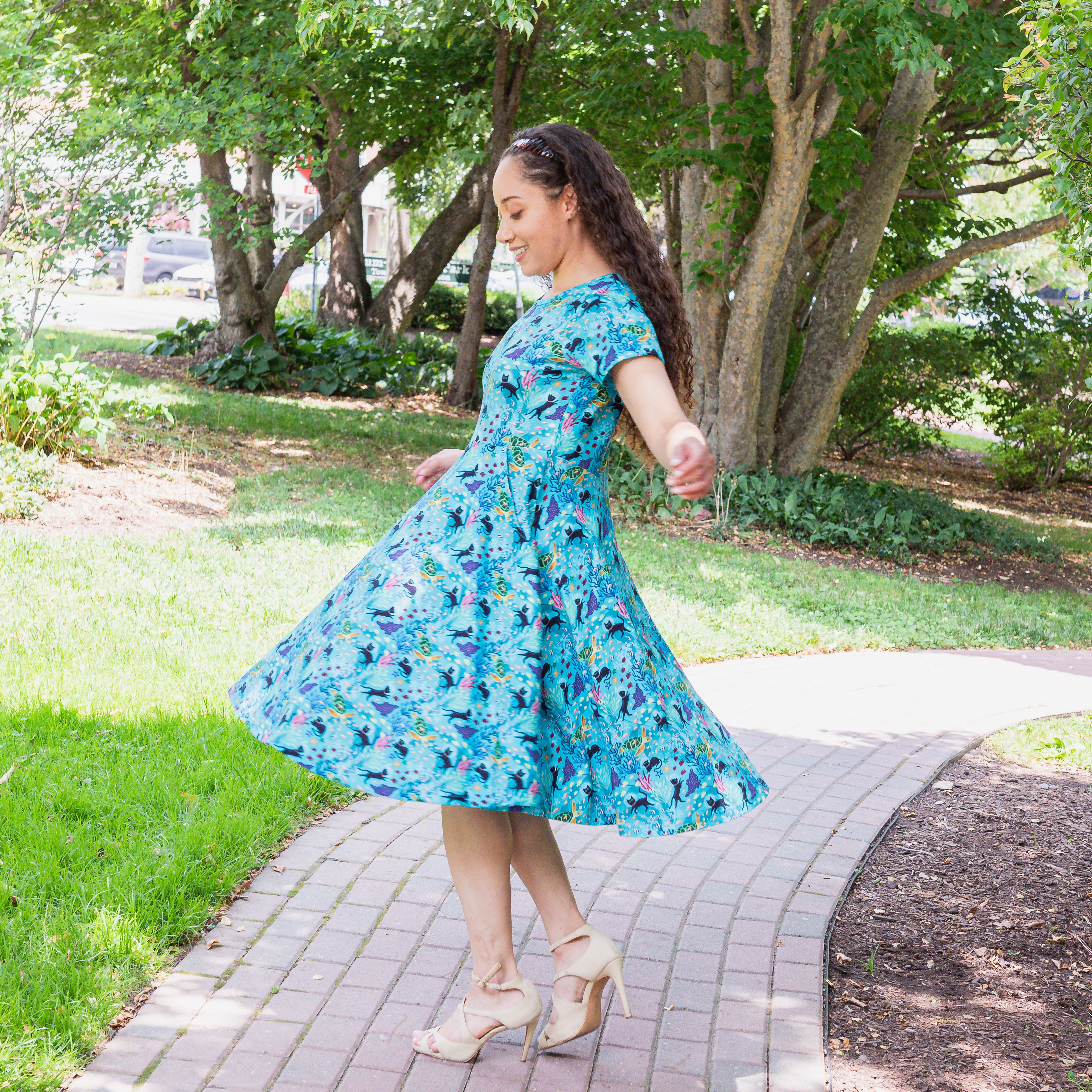 Seabed Exploration Petite Twirl Dress with Pockets
