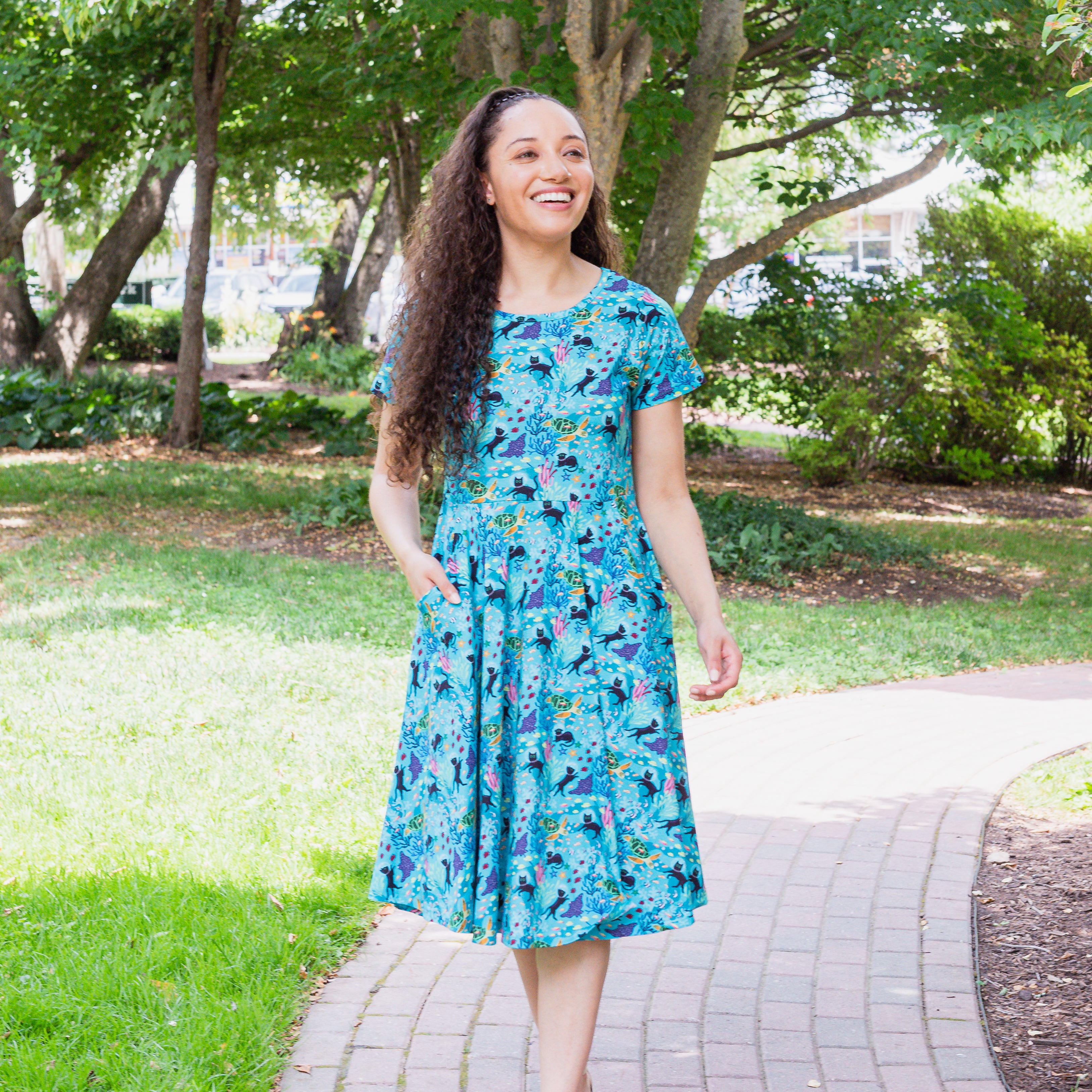 Seabed Exploration Petite Twirl Dress with Pockets