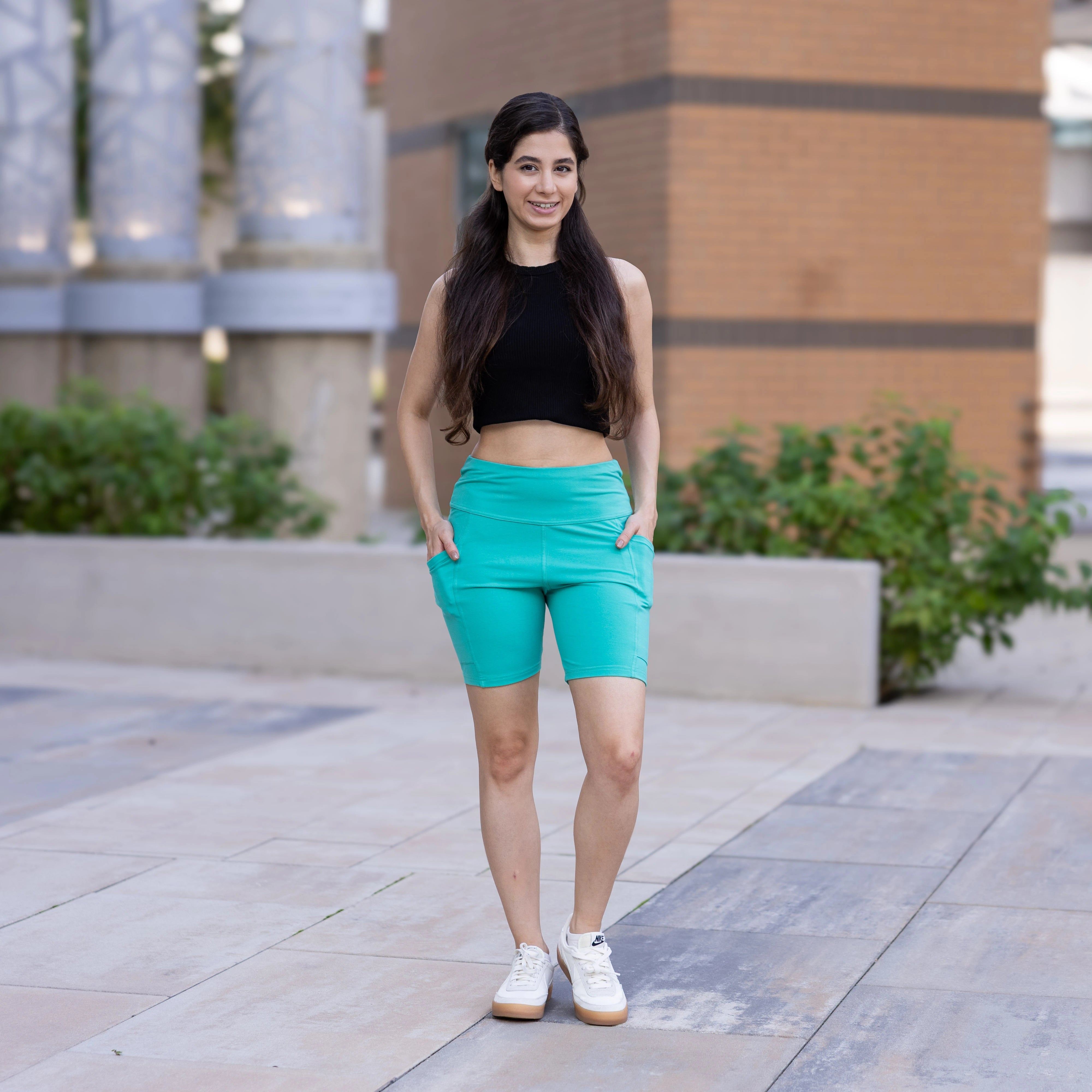 Sea Green Adults Shorts with Pockets