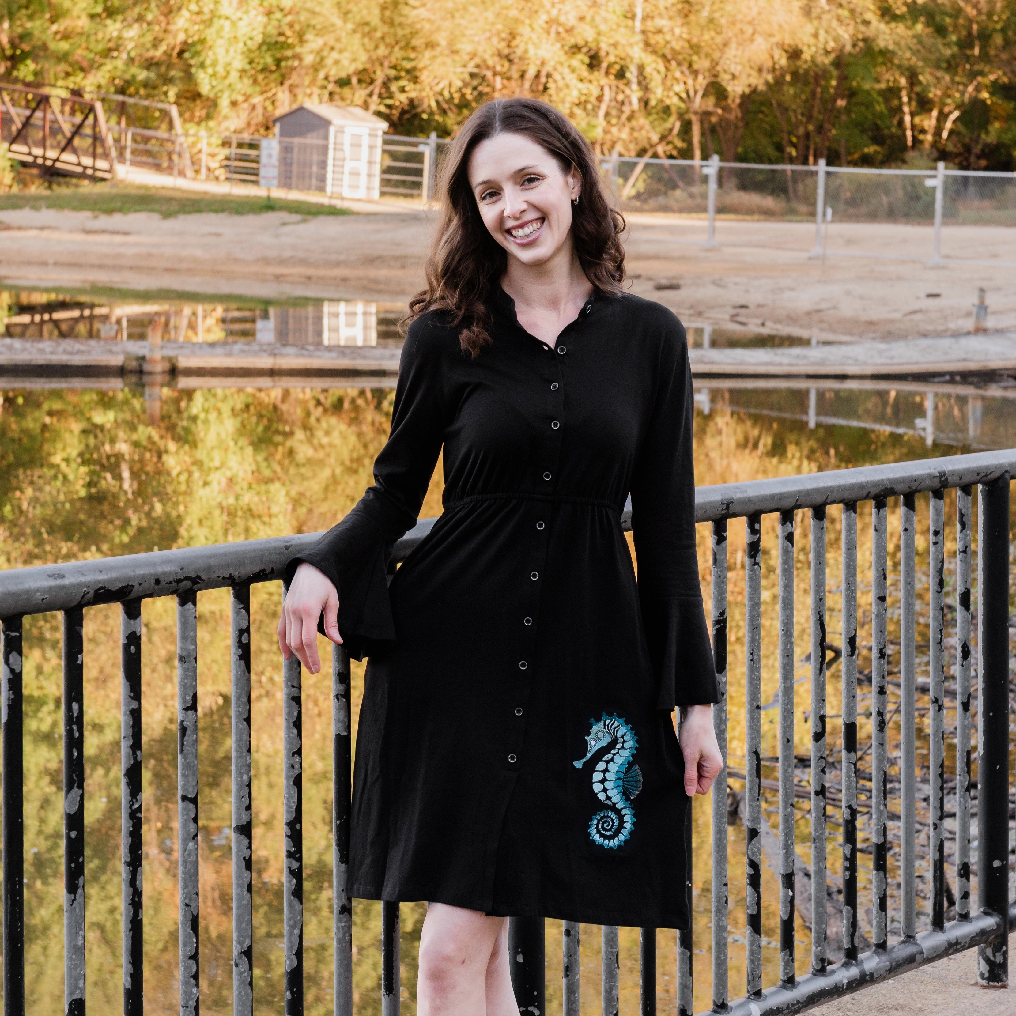 Seahorse Button-Up Dress (With Waist Seam)