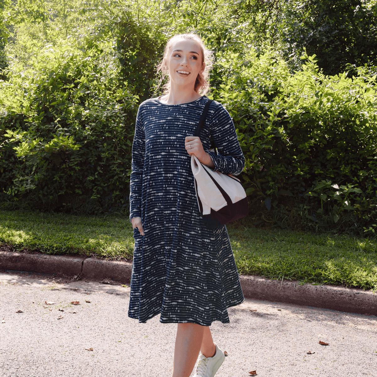 Seismic Waves Longer Tunic Dress with Pockets