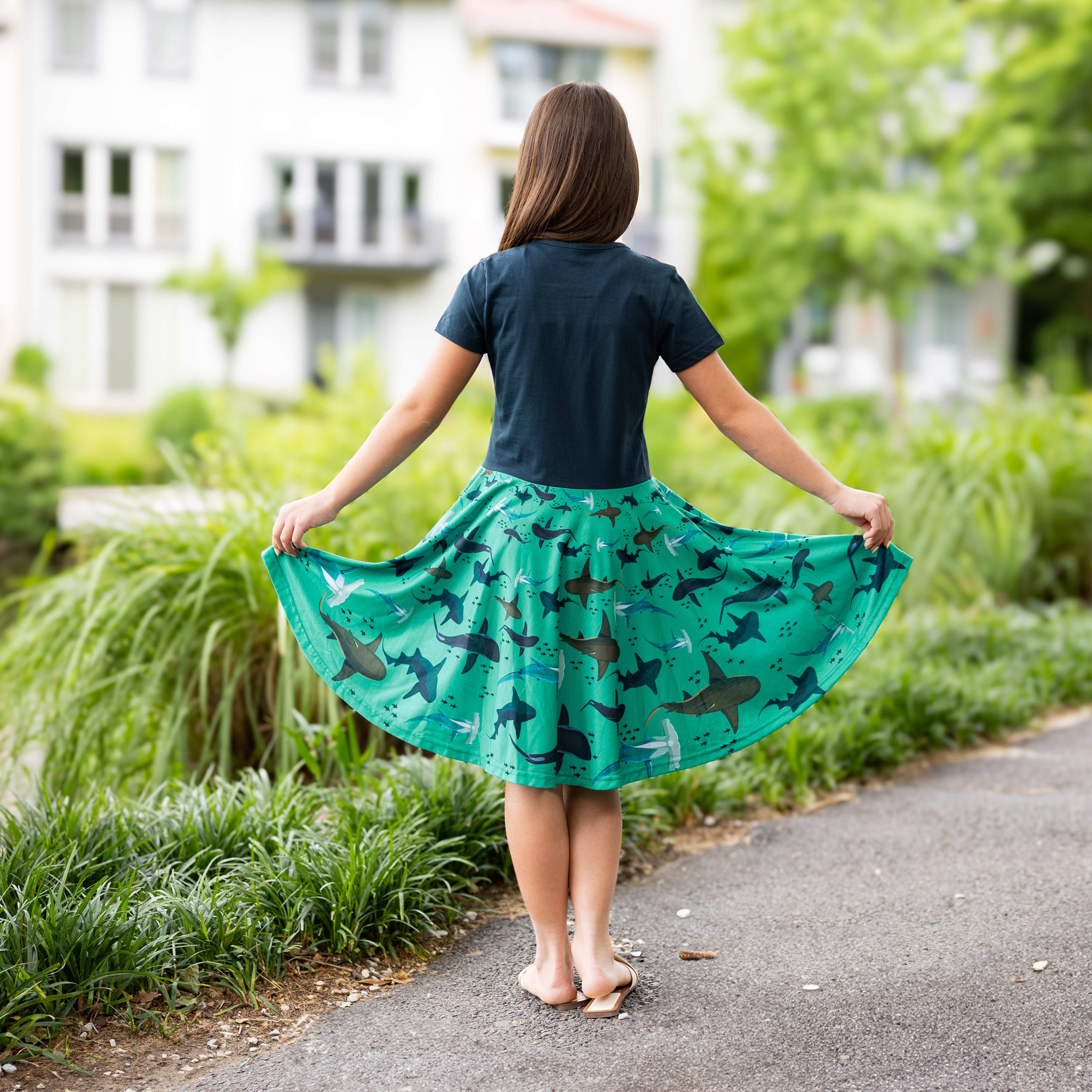 Shark Circles Kids Twirl Dress
