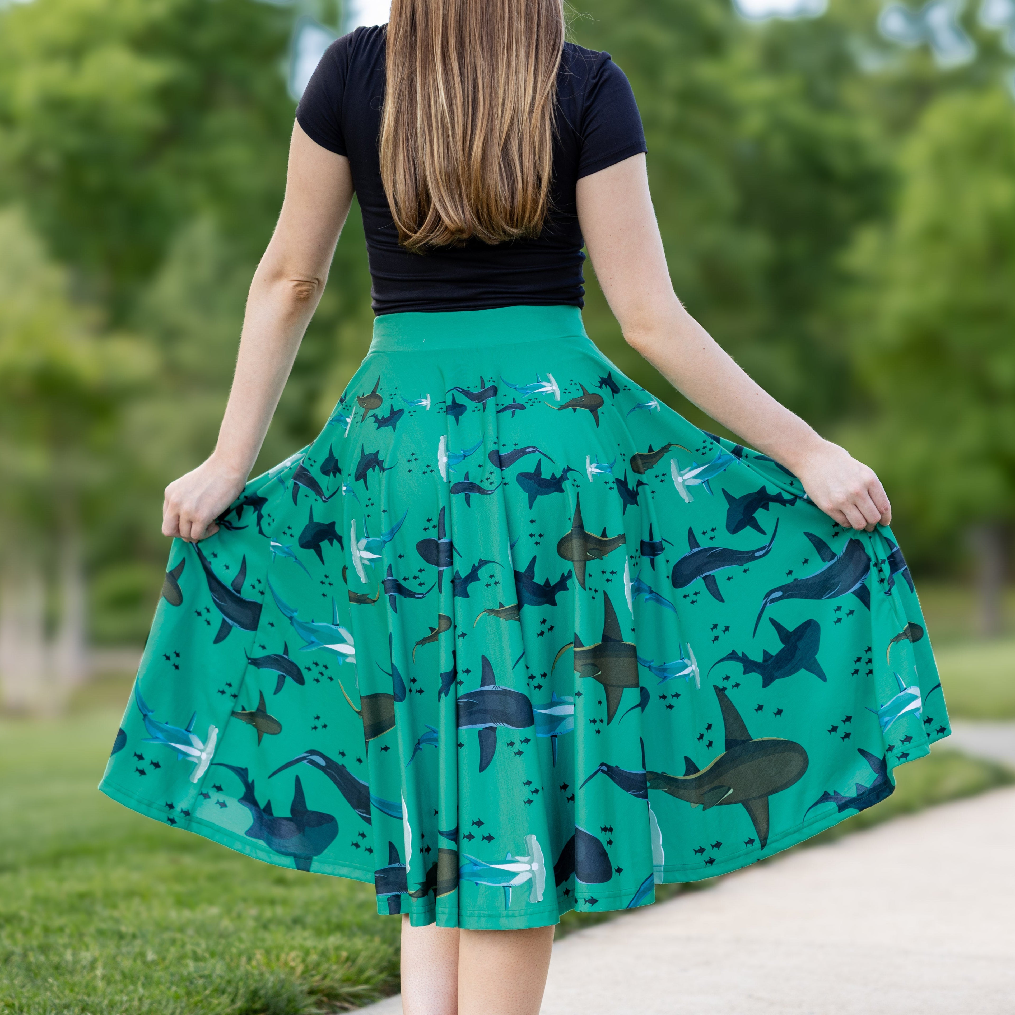 Shark Circles Twirl Skirt
