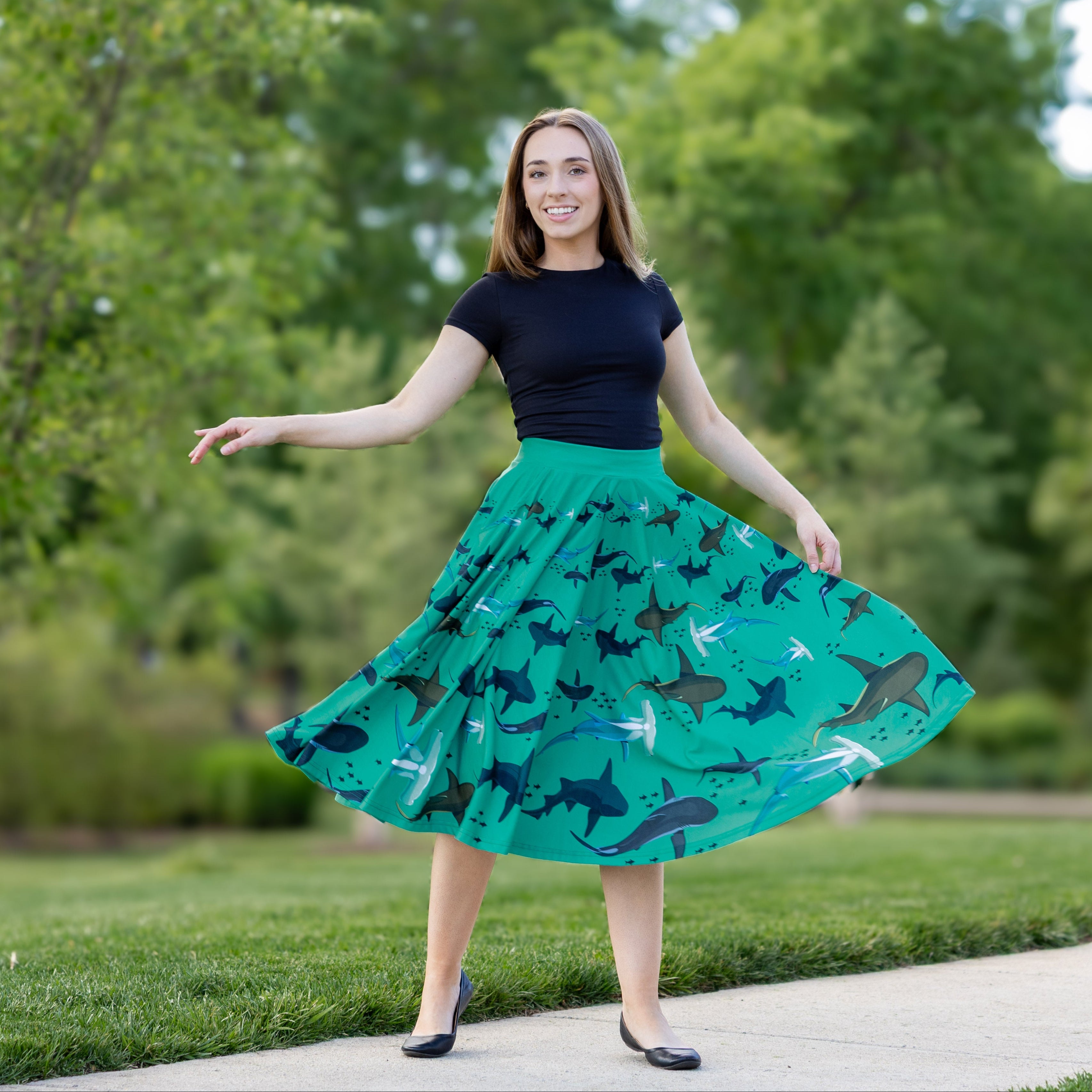 Shark Circles Twirl Skirt