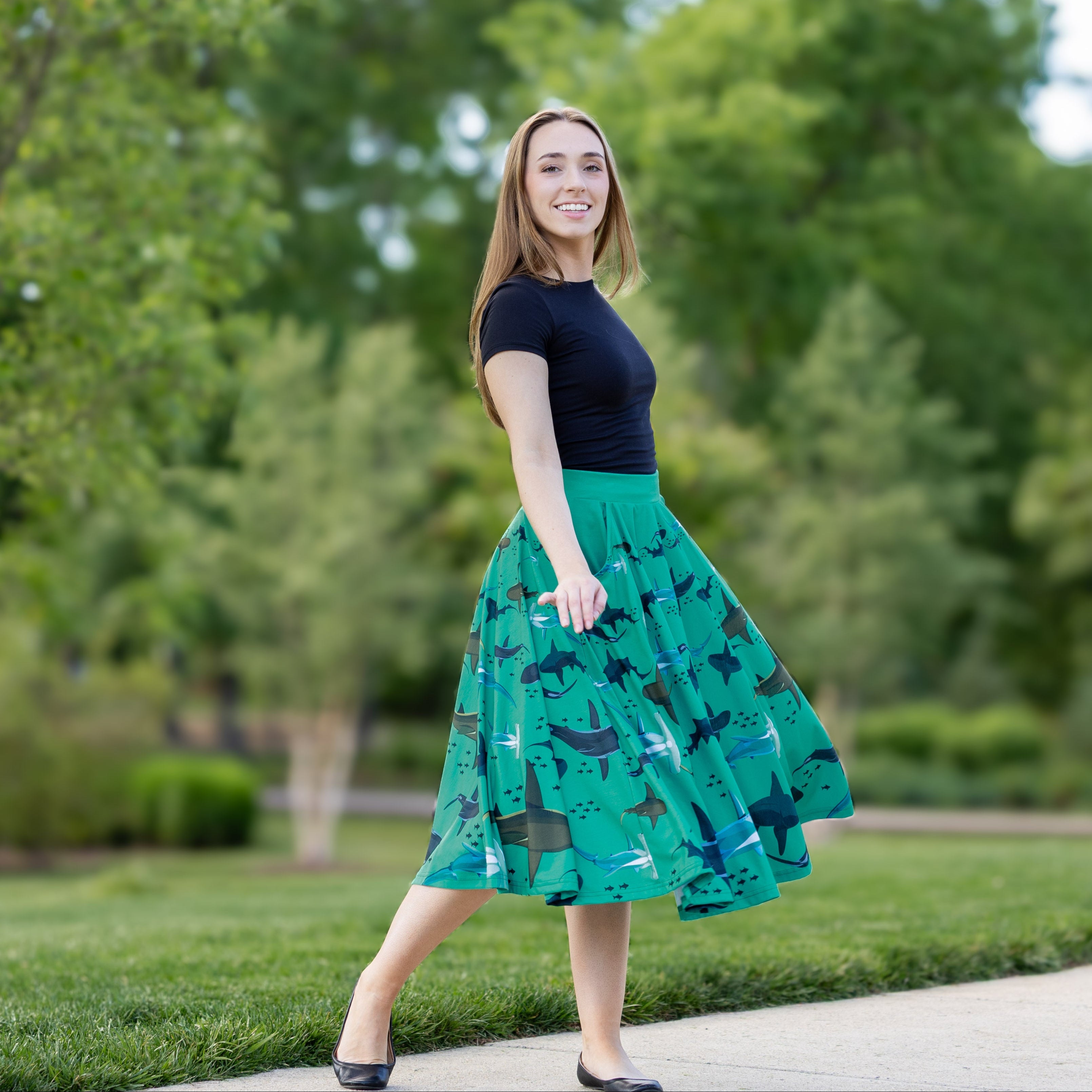 Shark Circles Twirl Skirt