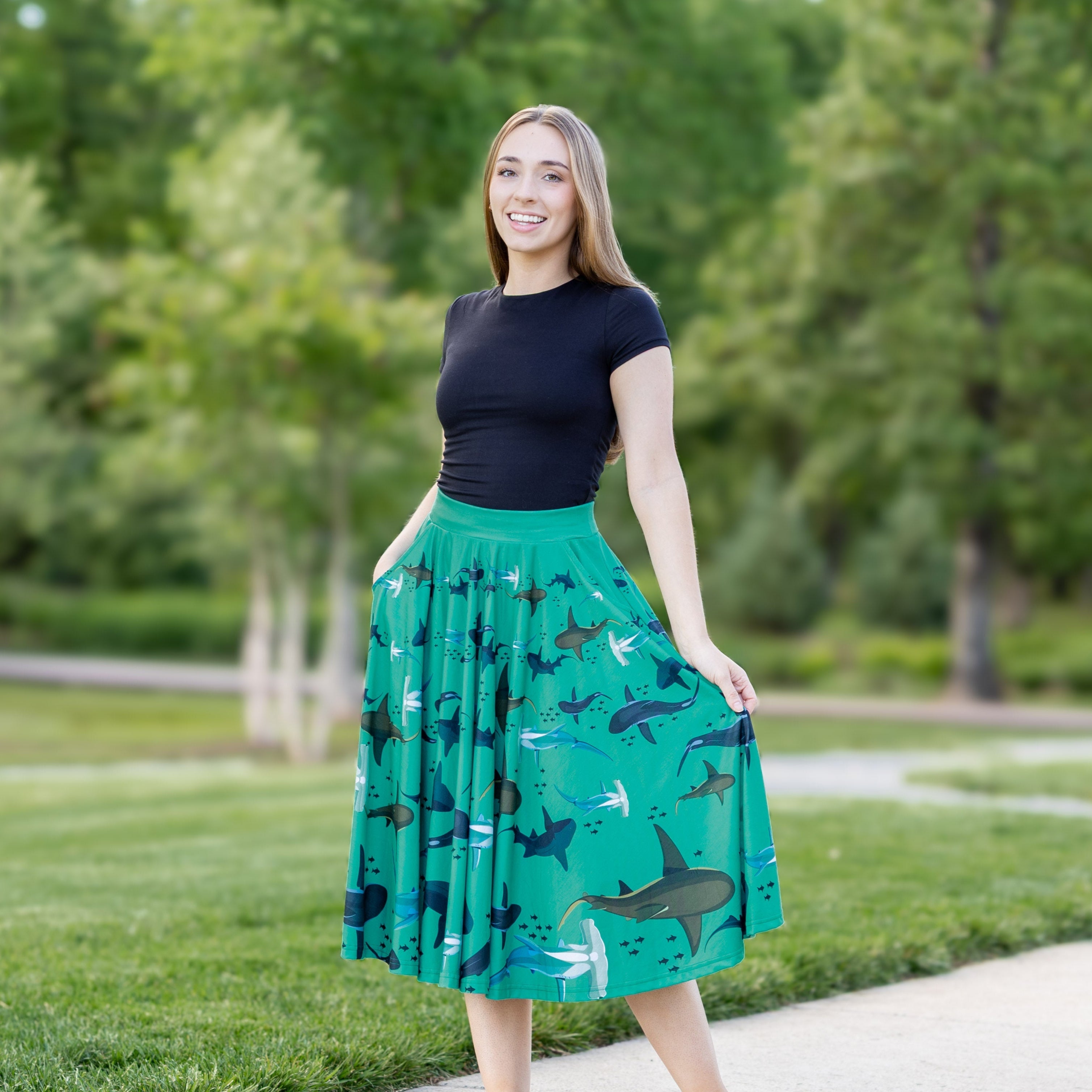 Shark Circles Twirl Skirt