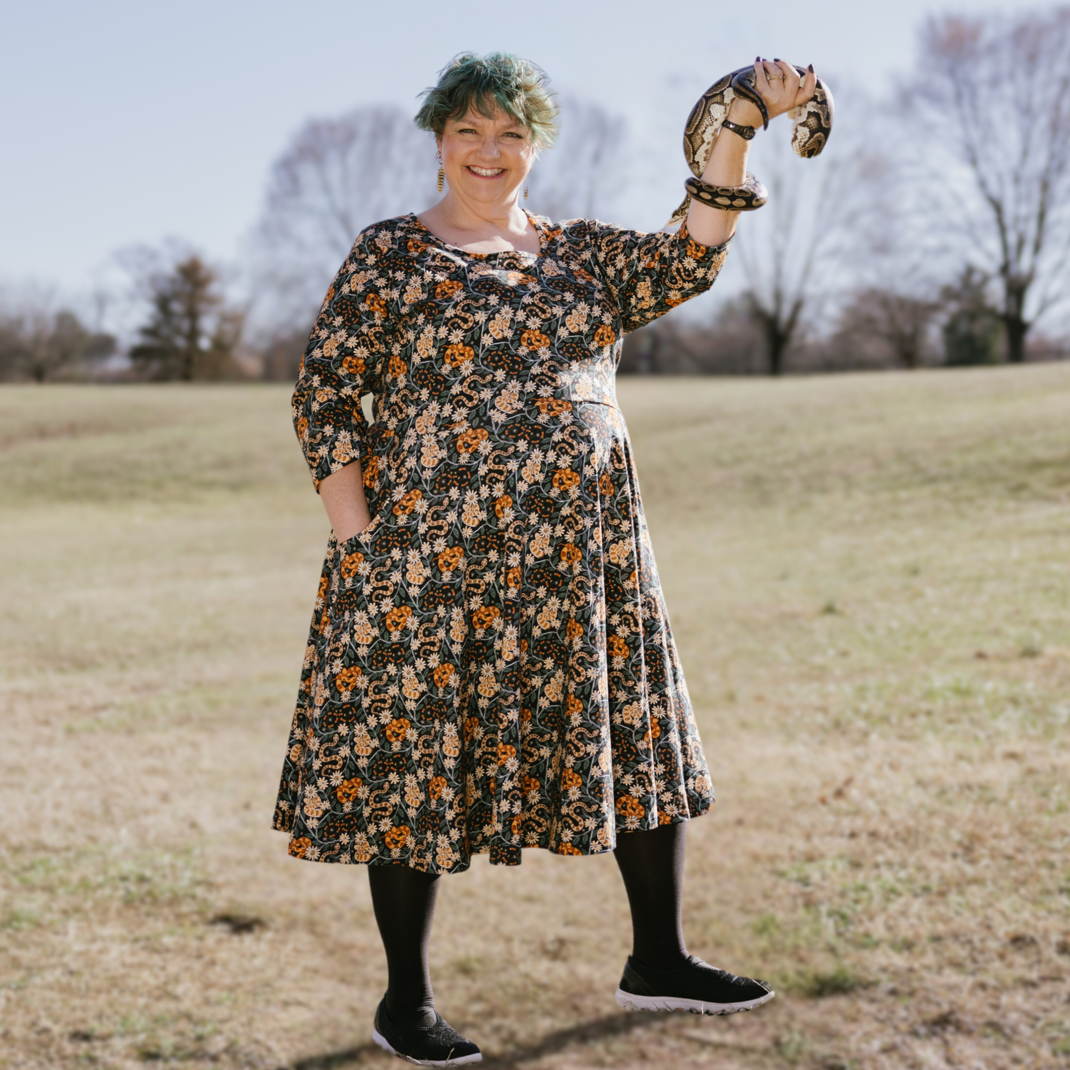 Slither & Bloom 3/4th Sleeve Twirl Dress