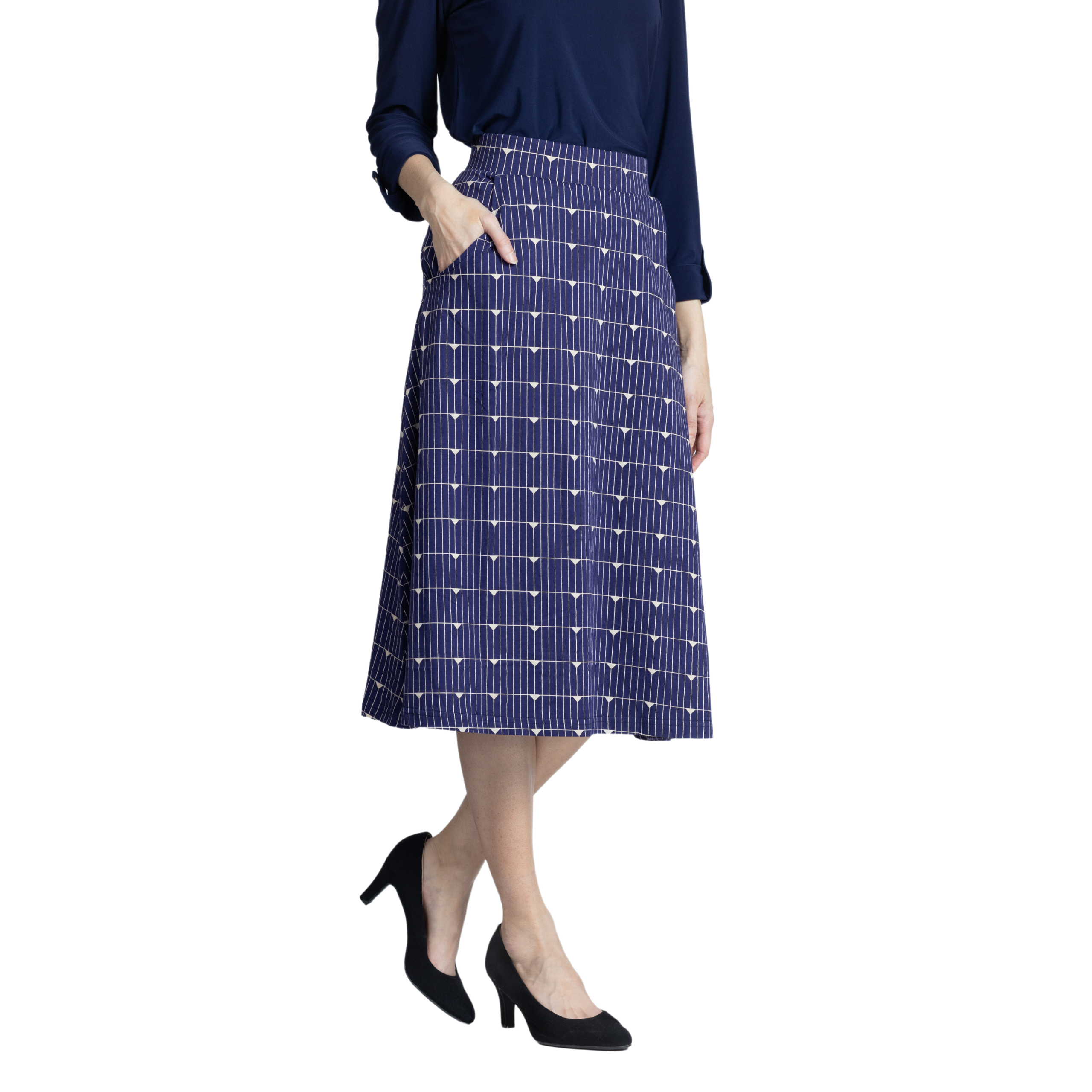 Solar Panels Midi A-Line Skirt
