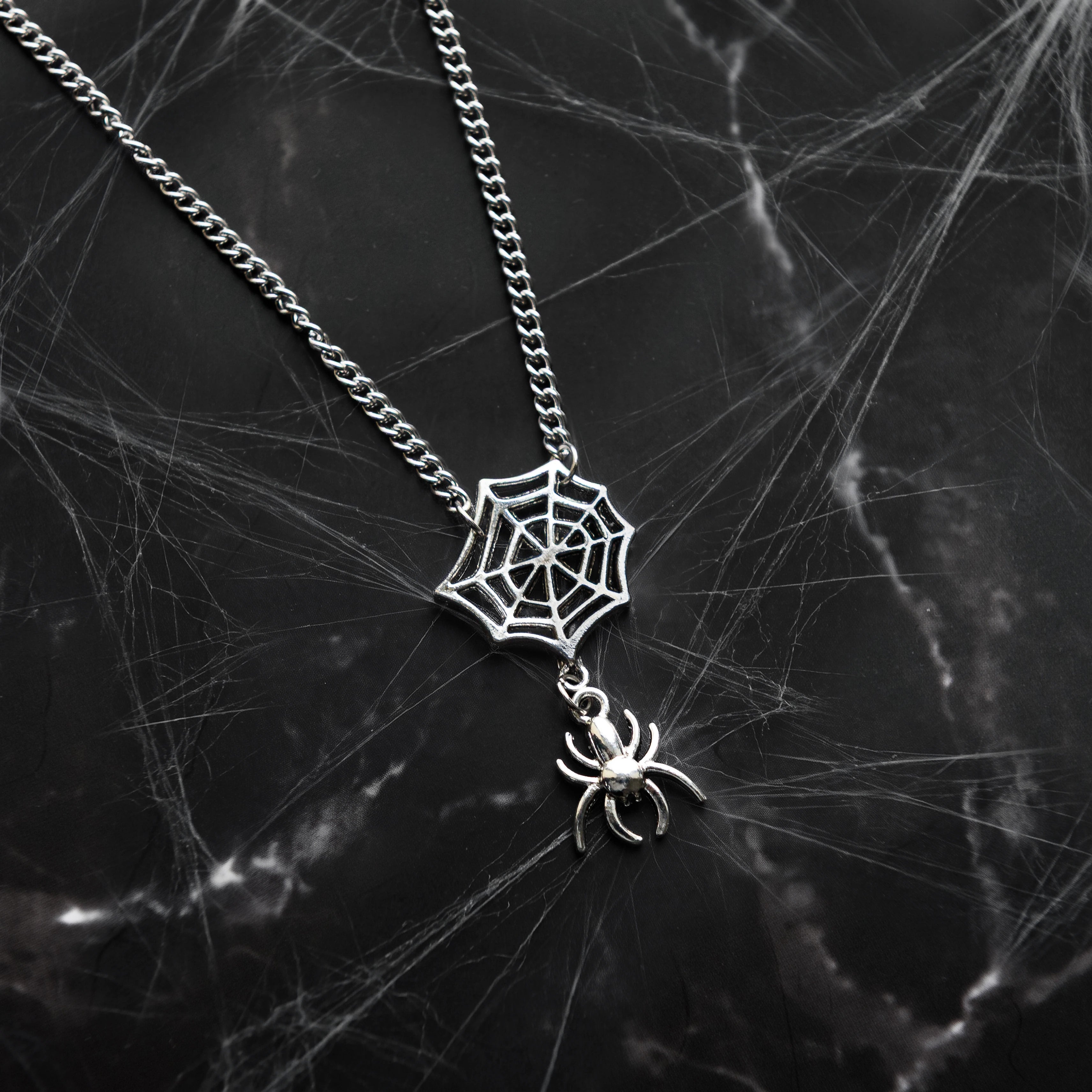 Web & Spider Stainless Steel Necklace