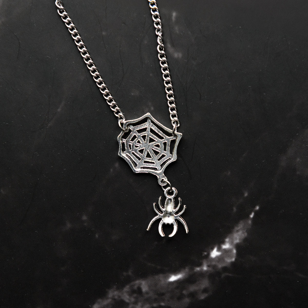 Web & Spider Stainless Steel Necklace